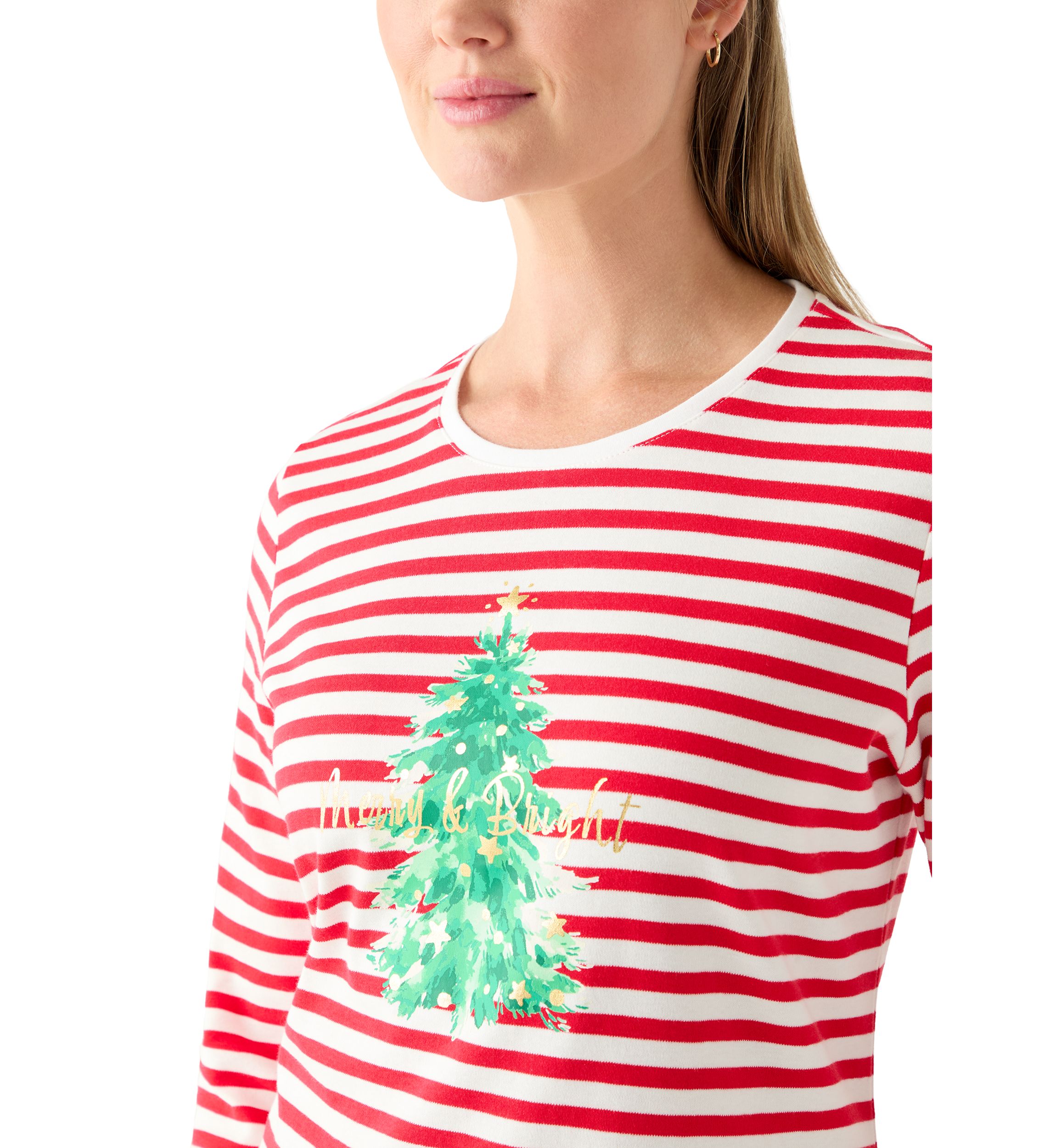 Womens 3/4 Sleeve Holiday Graphic T-Shirt