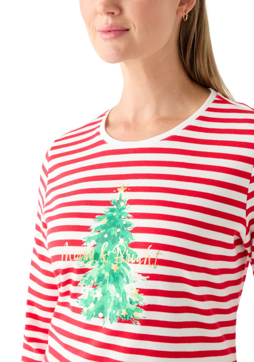 Womens 3/4 Sleeve Holiday Graphic T-Shirt