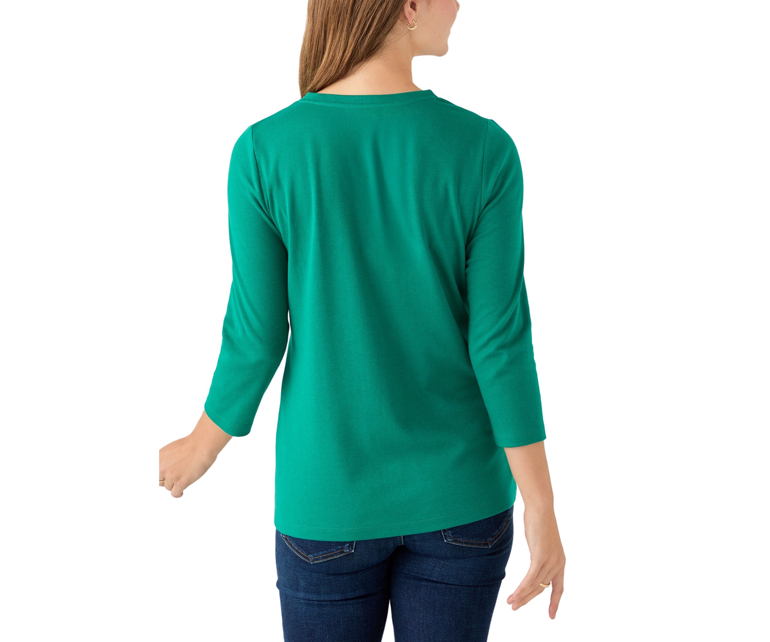 Womens Henley Solid Top