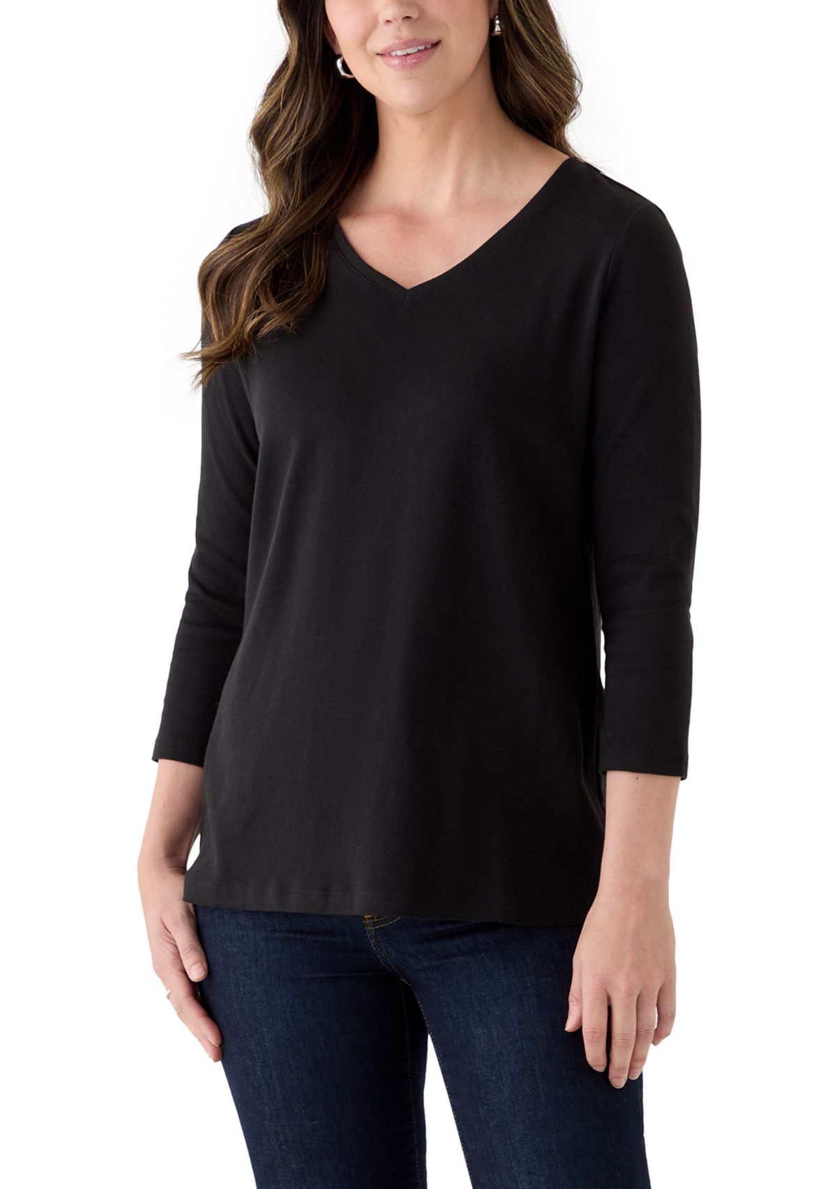 Womens Three-Quarter Sleeve V-Neck T-Shirt