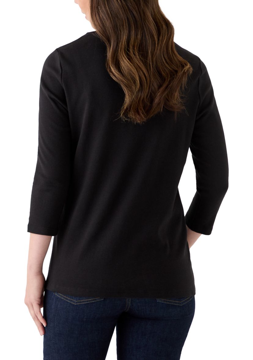 Womens Three-Quarter Sleeve V-Neck T-Shirt