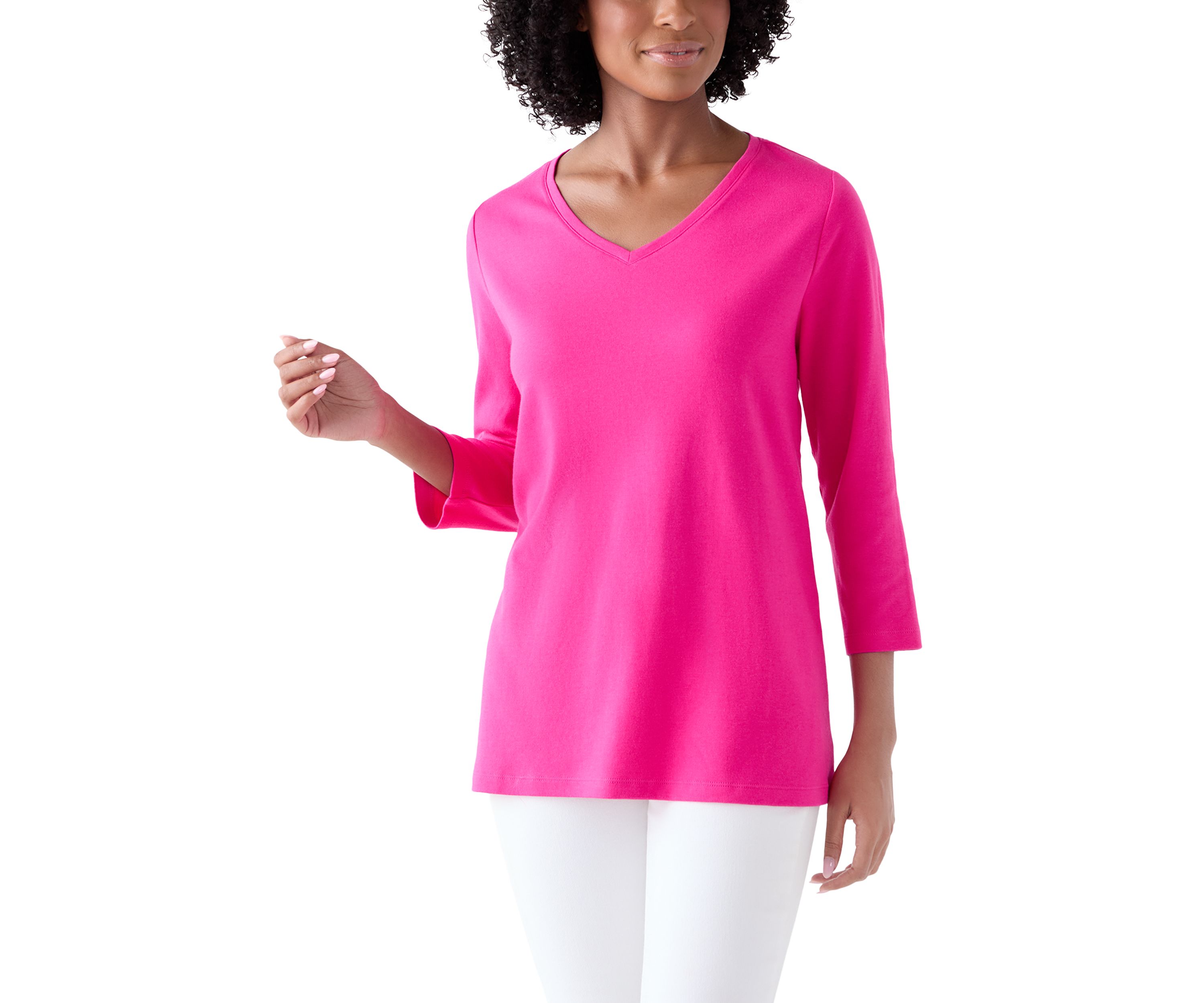 Womens 3/4 Sleeve V-Neck Top