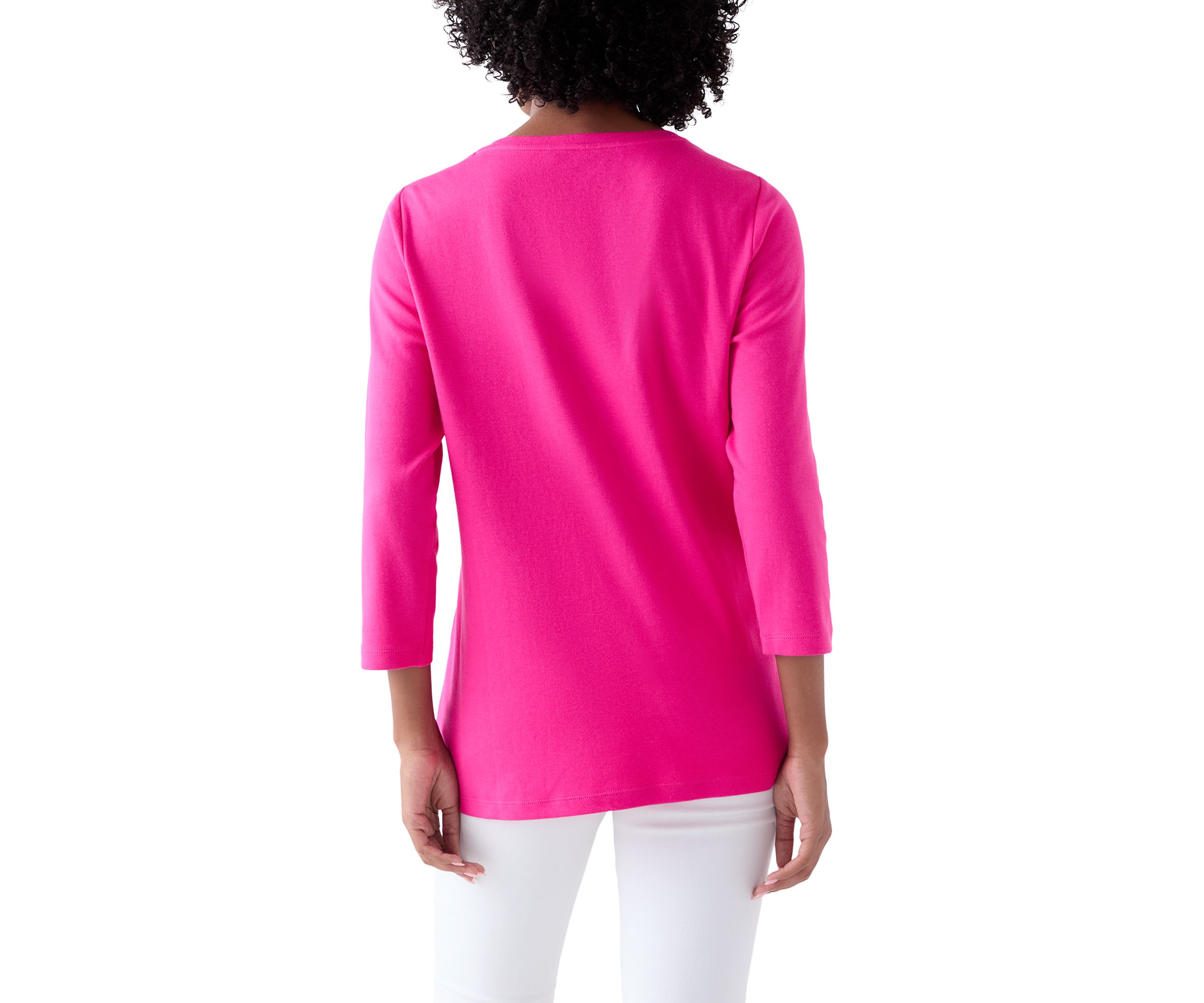 Womens 3/4 Sleeve V-Neck Top