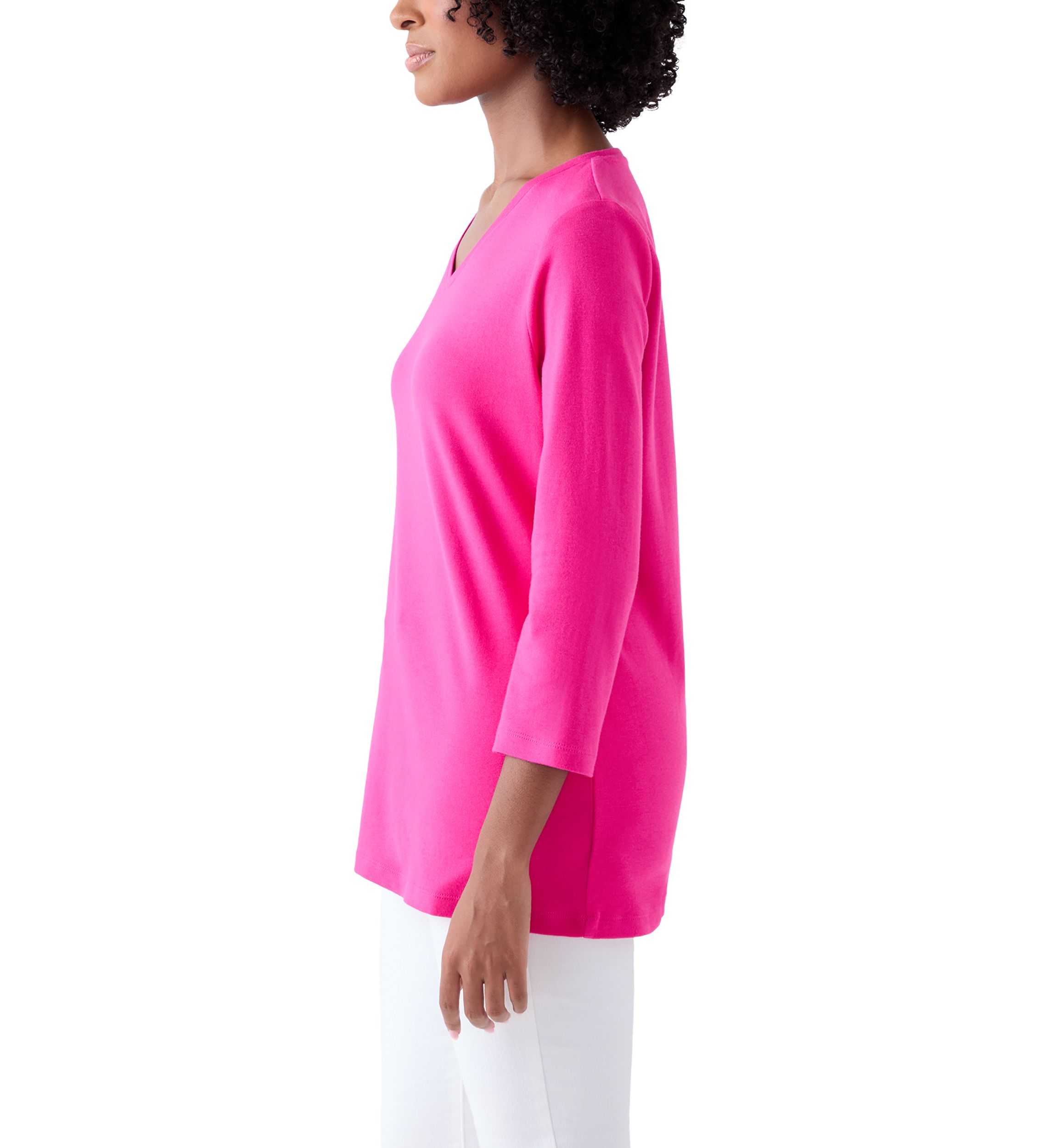 Womens 3/4 Sleeve V-Neck Top