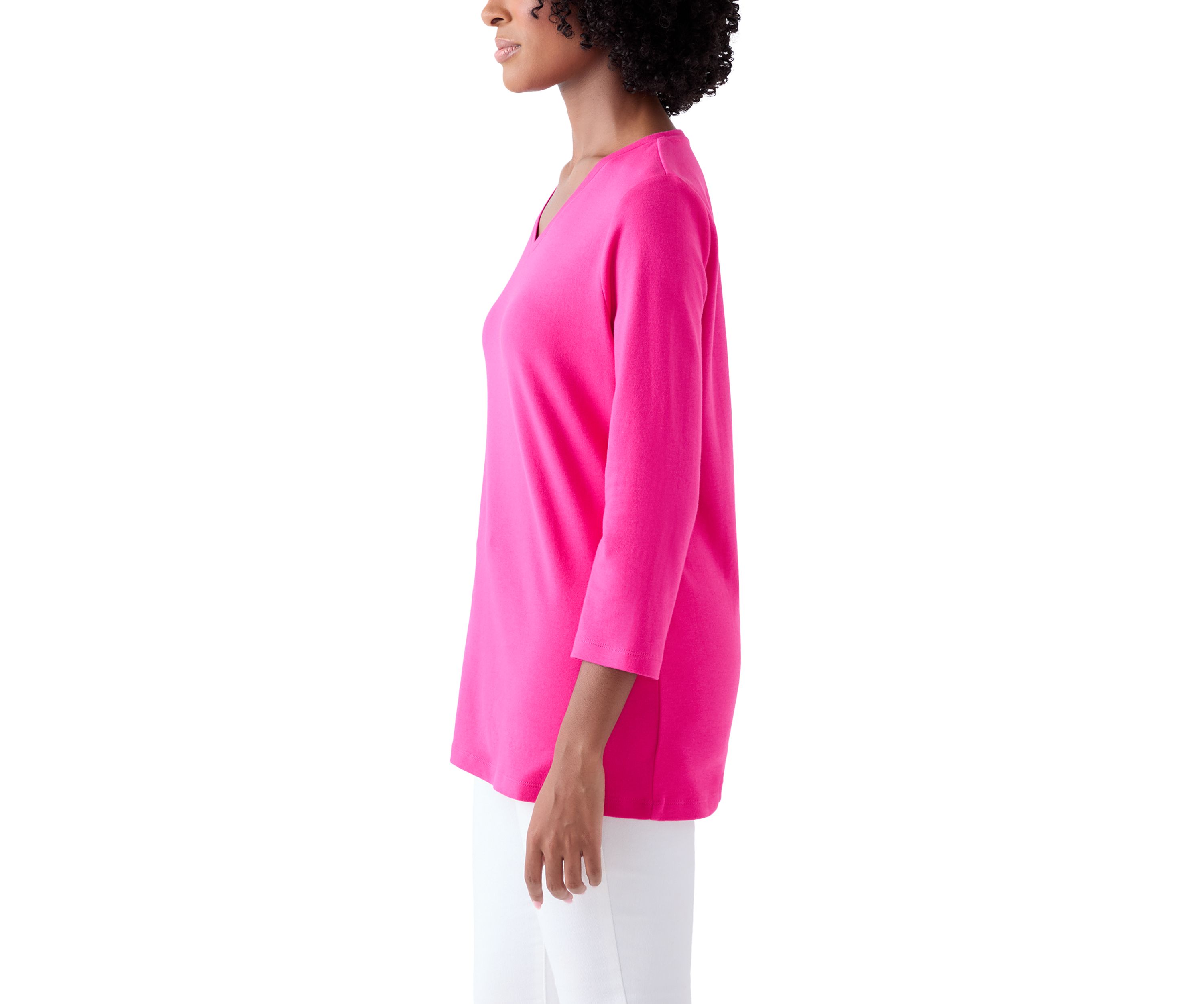 Womens 3/4 Sleeve V-Neck Top