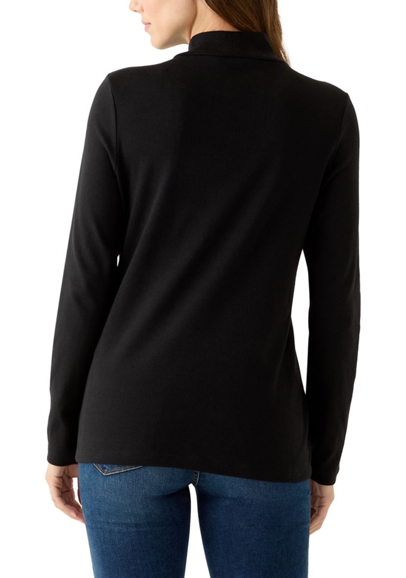Womens Long Sleeve Mock Neck Knit Shirt