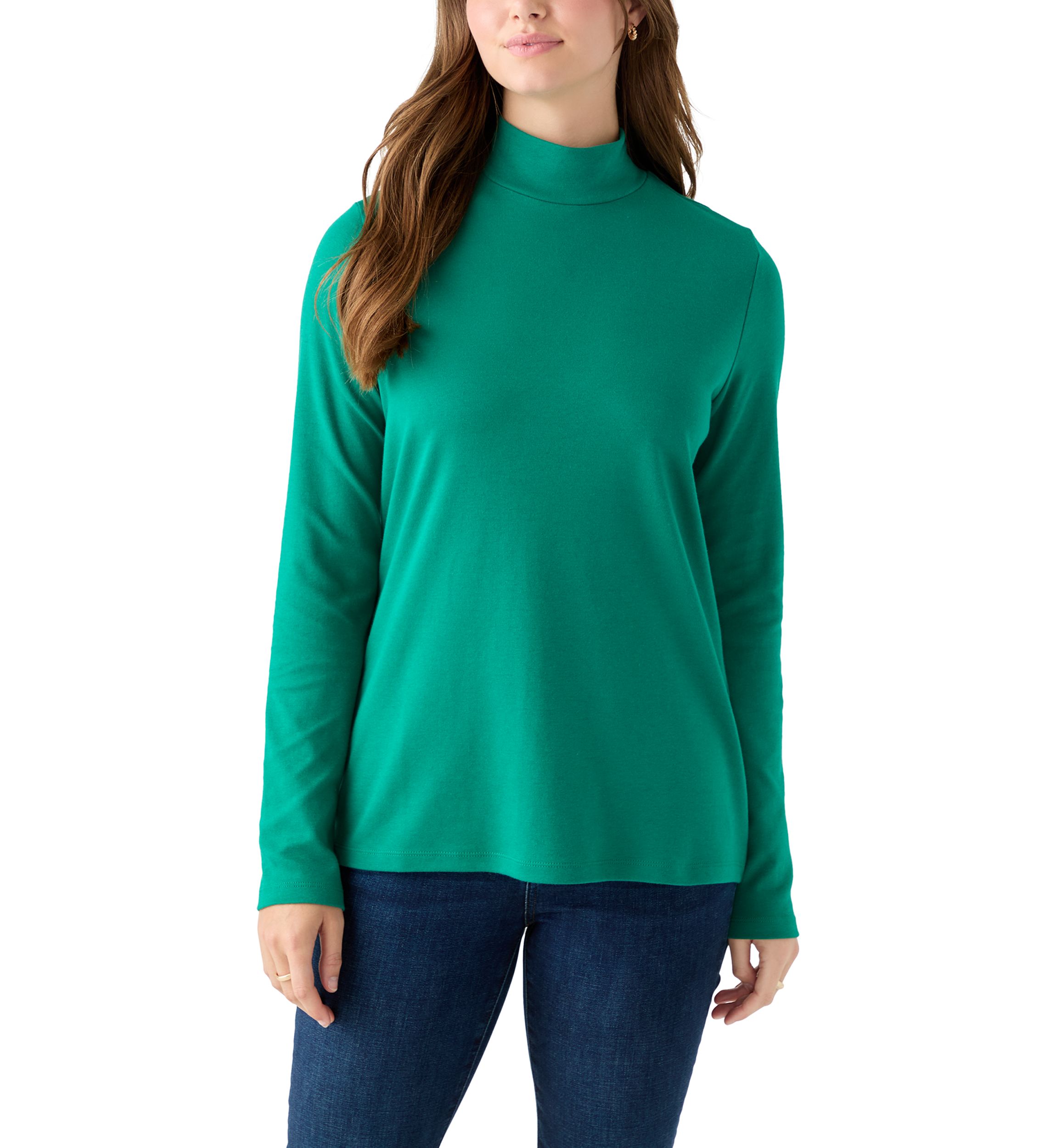 Womens Long Sleeve Mock Neck Top