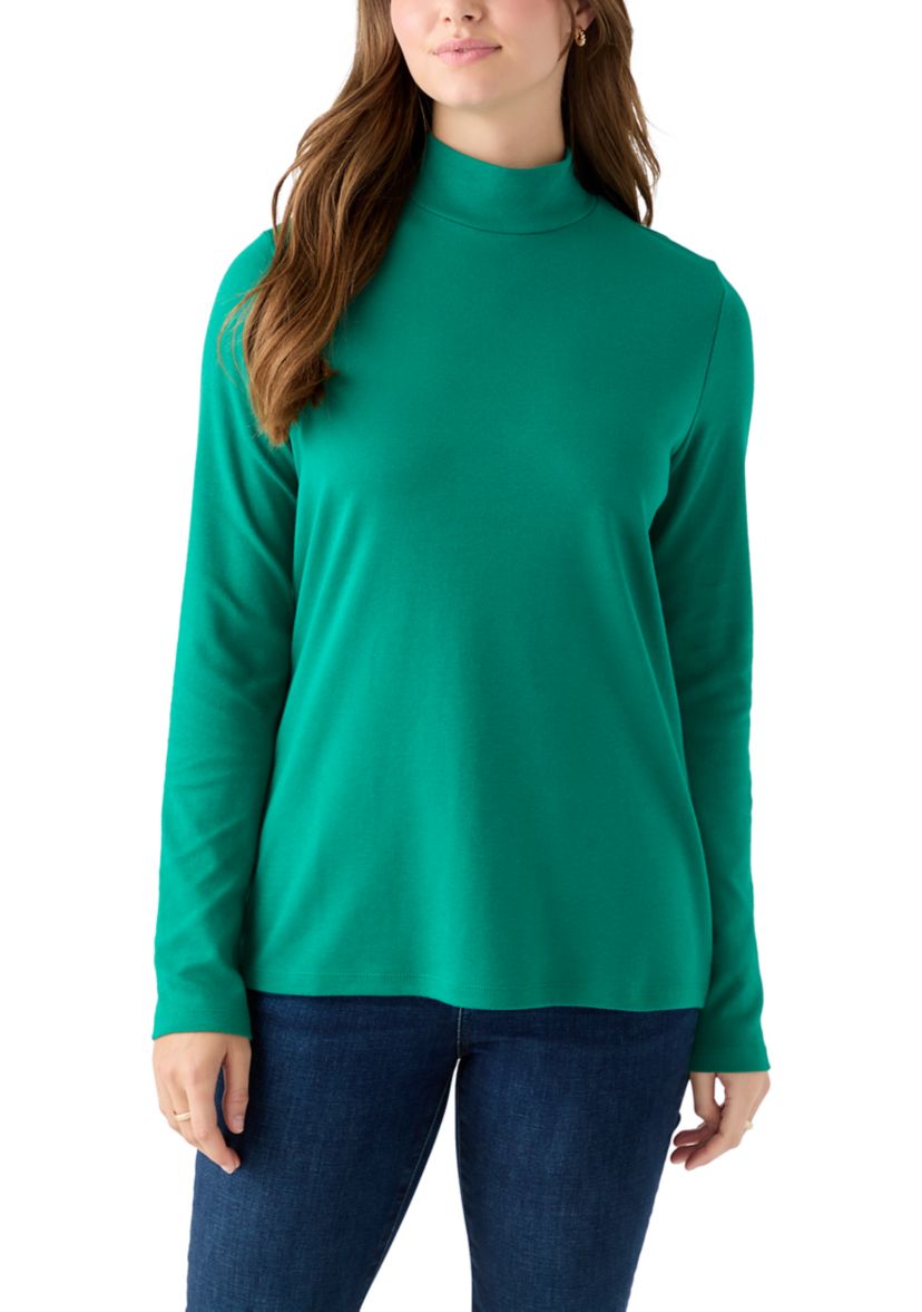 Womens Long Sleeve Mock Neck Top