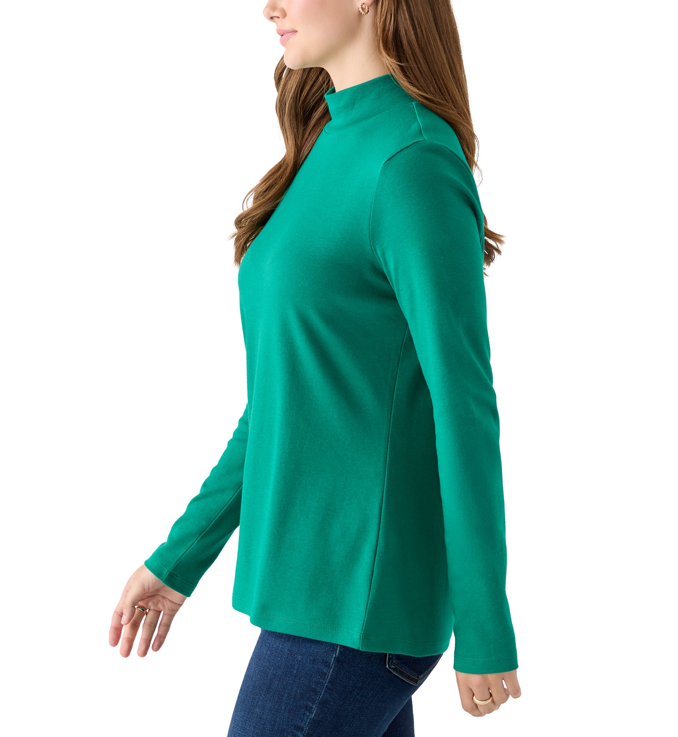 Womens Long Sleeve Mock Neck Top