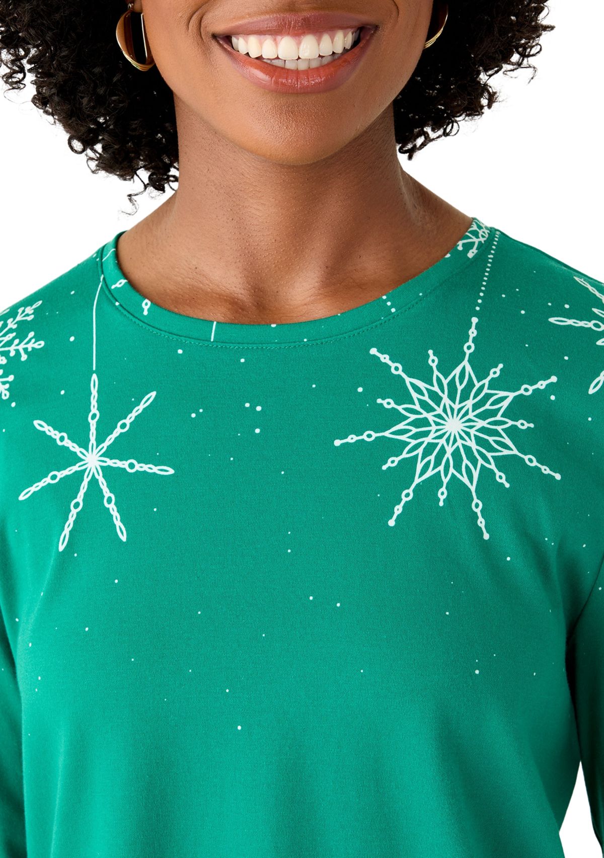 Womens Long Sleeve Crew Neck Printed T-Shirt