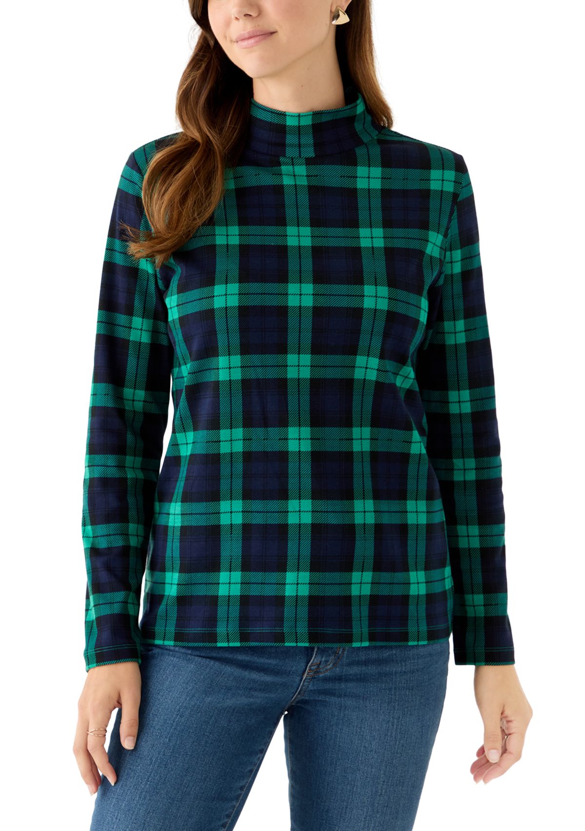 Womens Mock Neck Printed Top