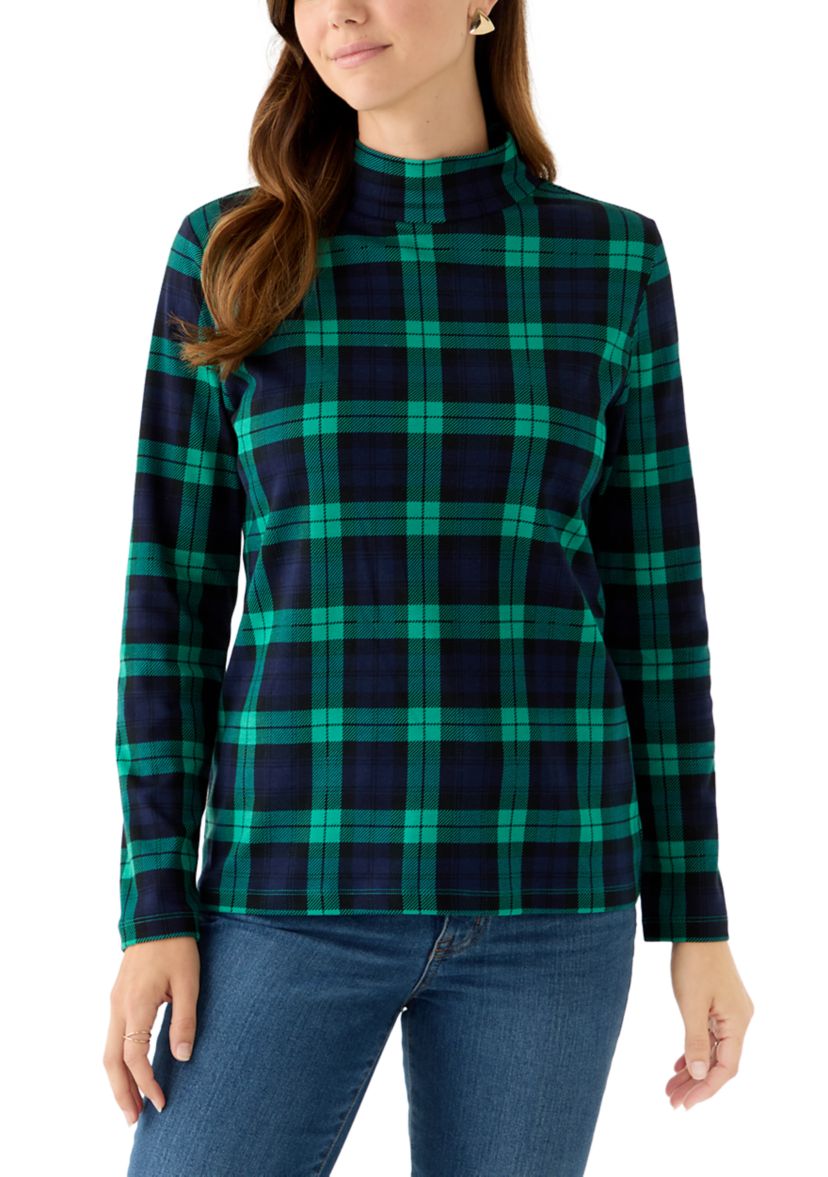 Womens Mock Neck Printed Top