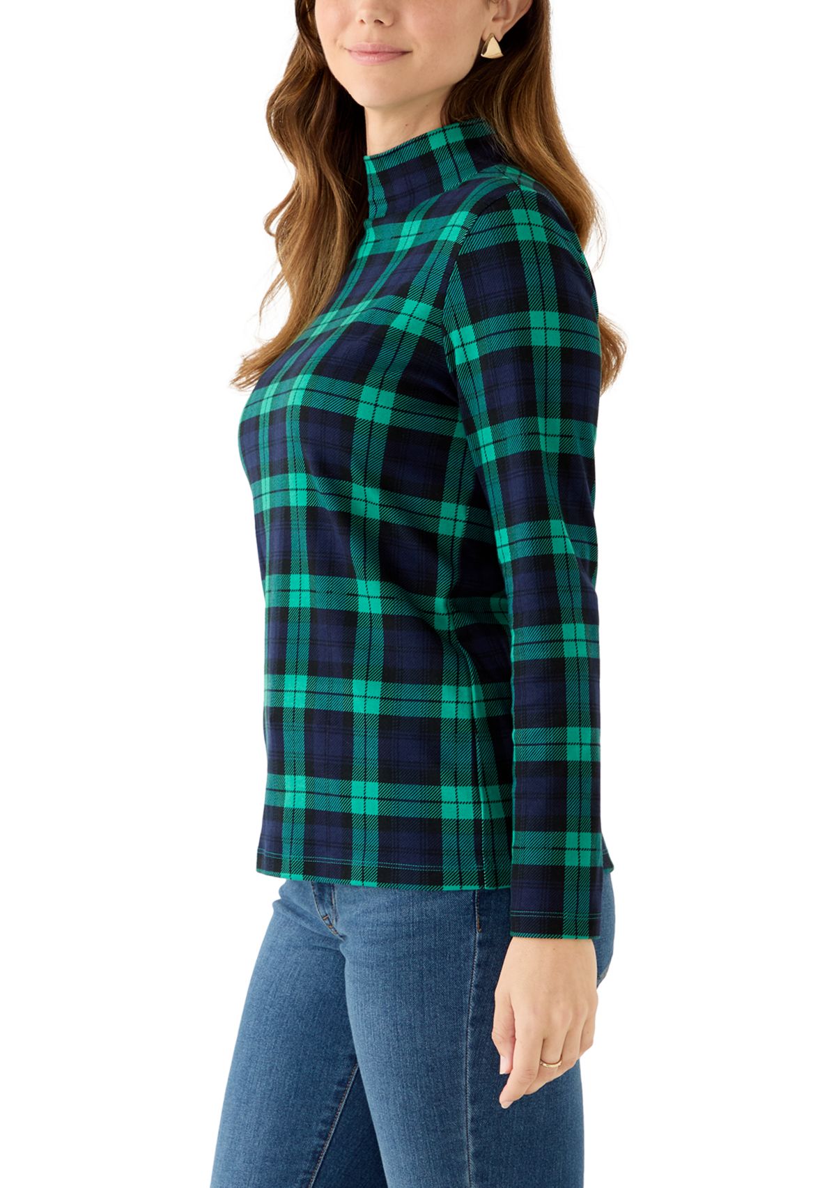 Womens Mock Neck Printed Top
