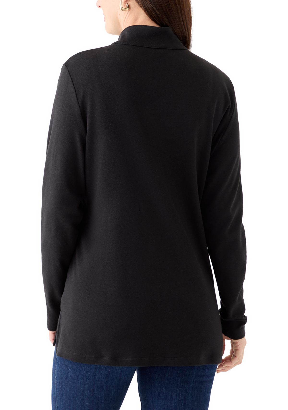 Womens Long Sleeve Henley Mock Neck Tunic T-Shirt