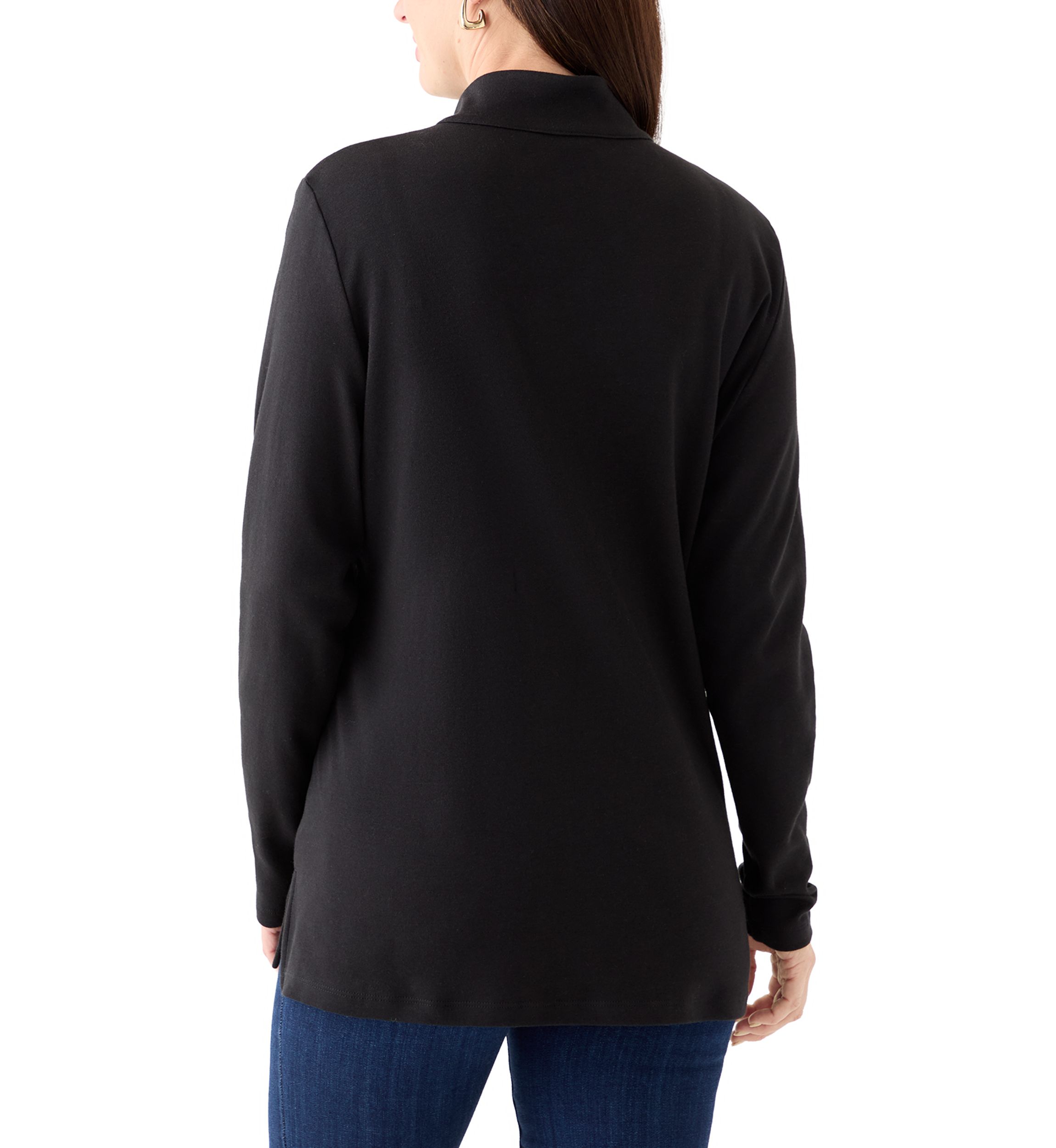 Womens Long Sleeve Henley Mock Neck Tunic T-Shirt