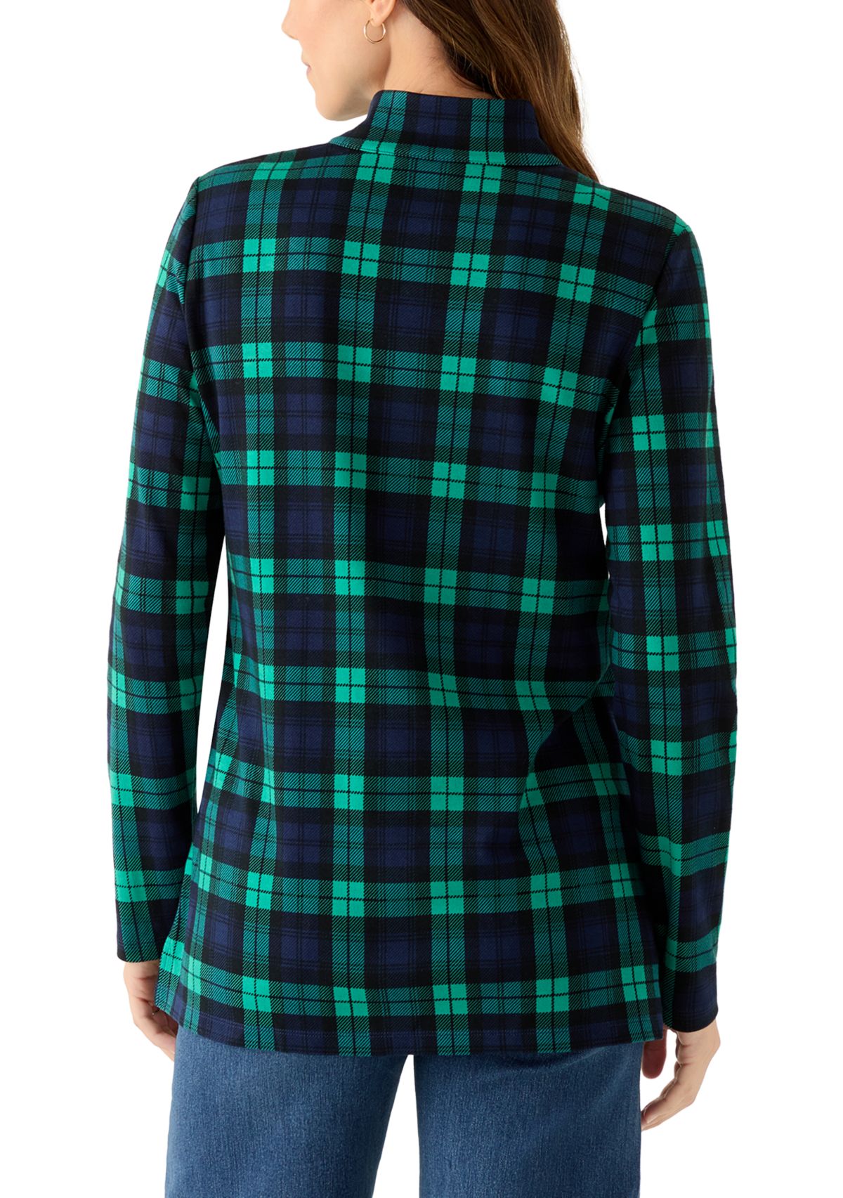 Womens Long Sleeve Henley Mock Neck Tunic Print