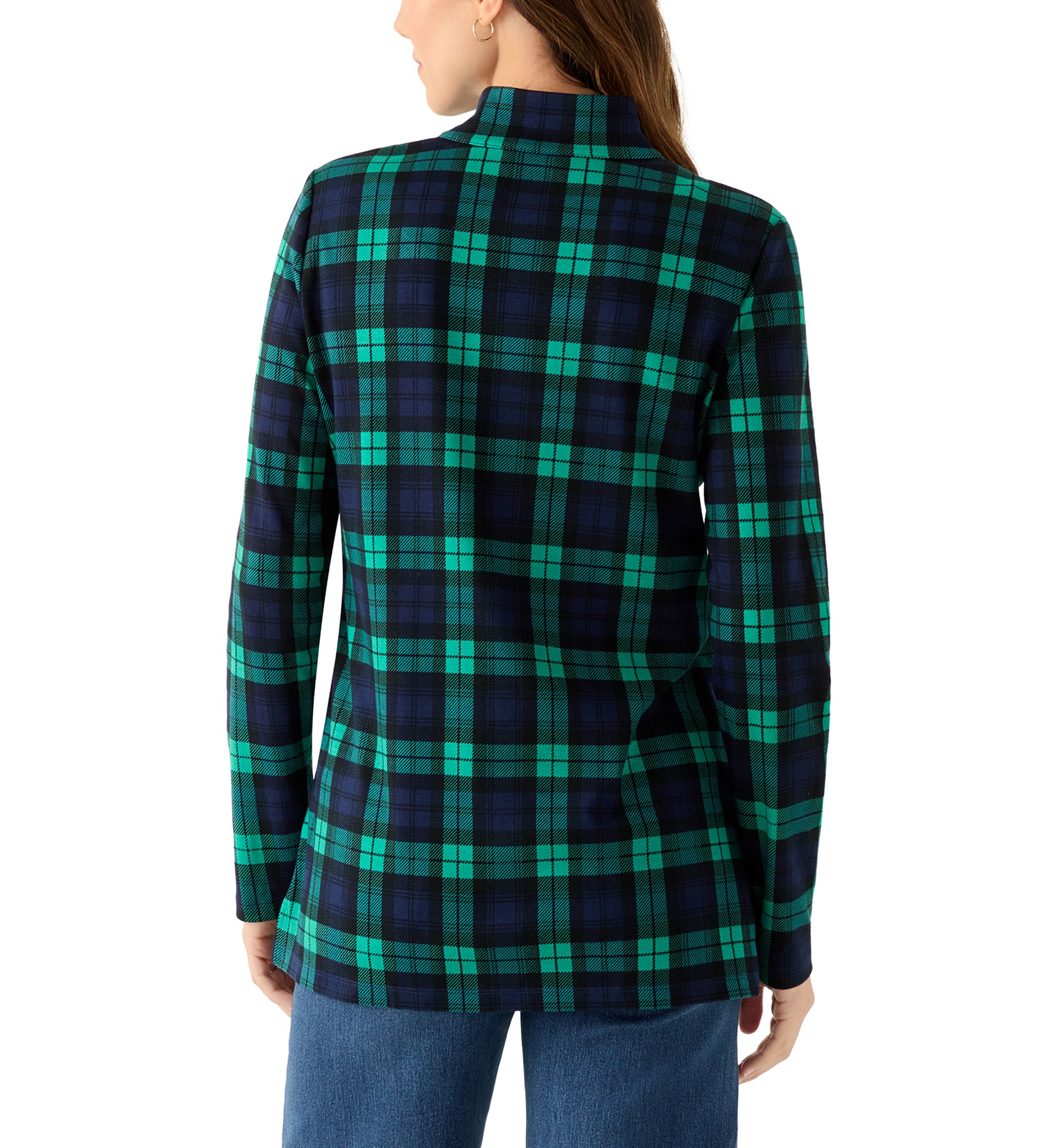 Womens Long Sleeve Henley Mock Neck Tunic Print