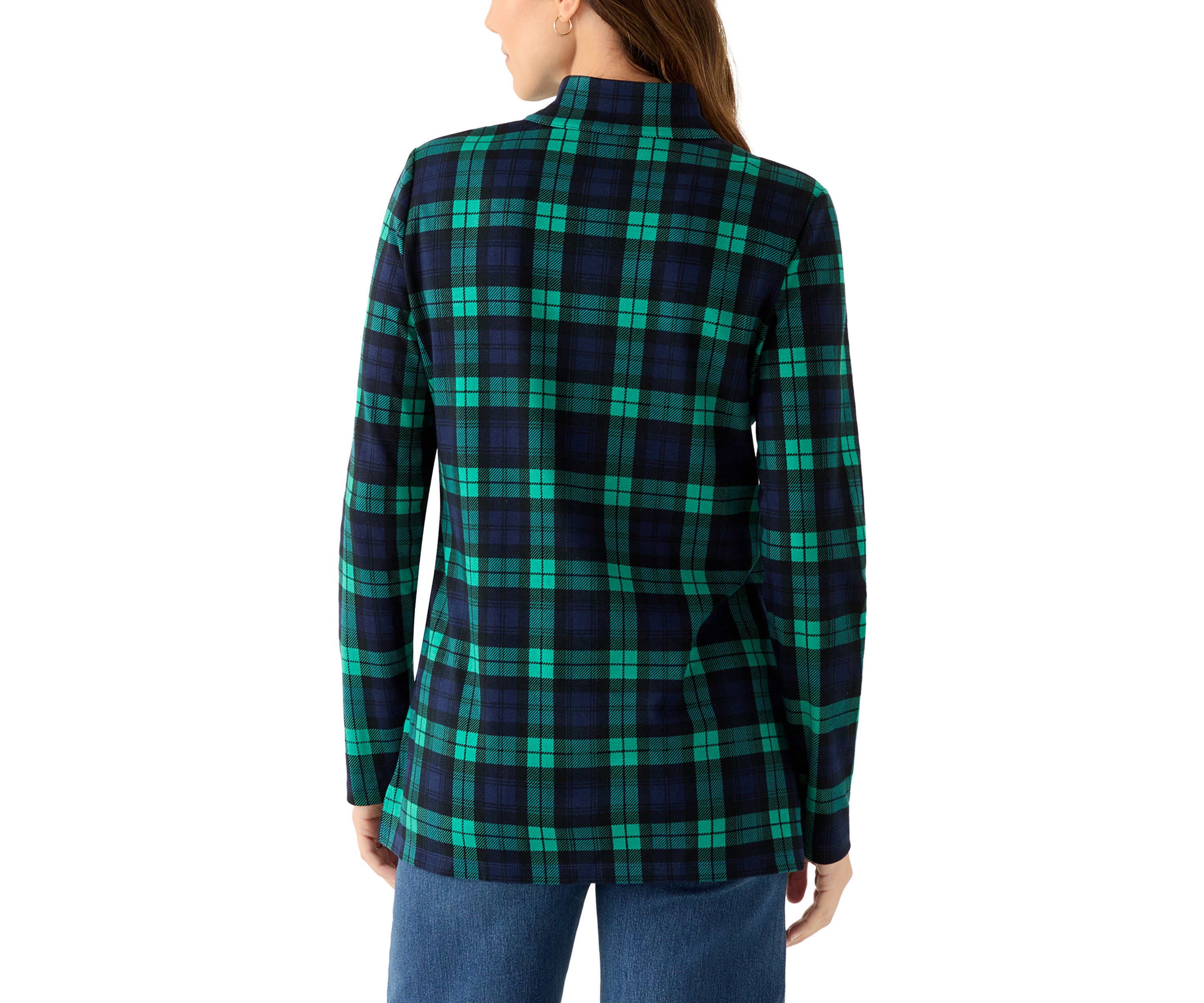 Womens Long Sleeve Henley Mock Neck Tunic Print