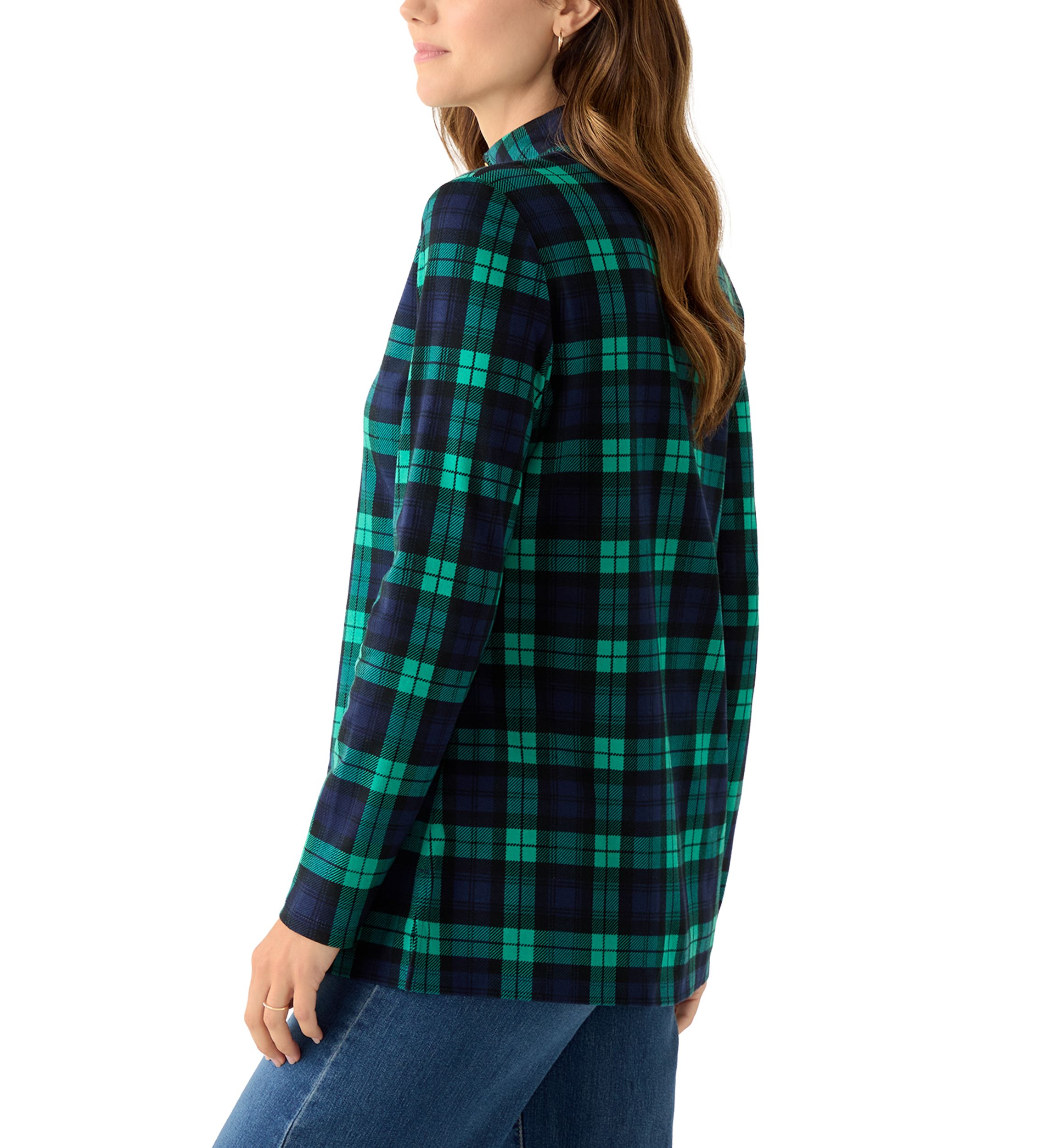 Womens Long Sleeve Henley Mock Neck Tunic Print