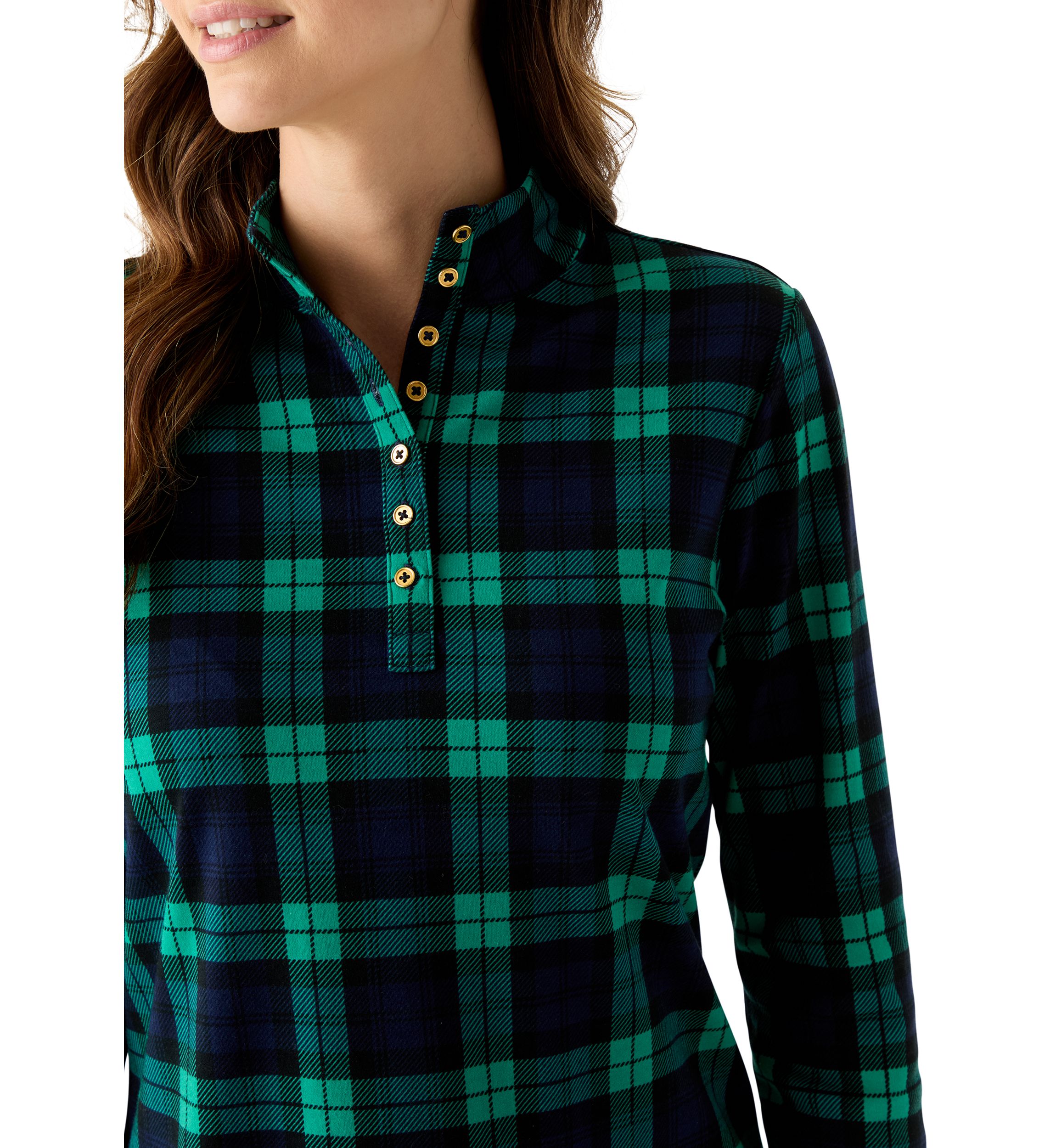 Womens Long Sleeve Henley Mock Neck Tunic Print