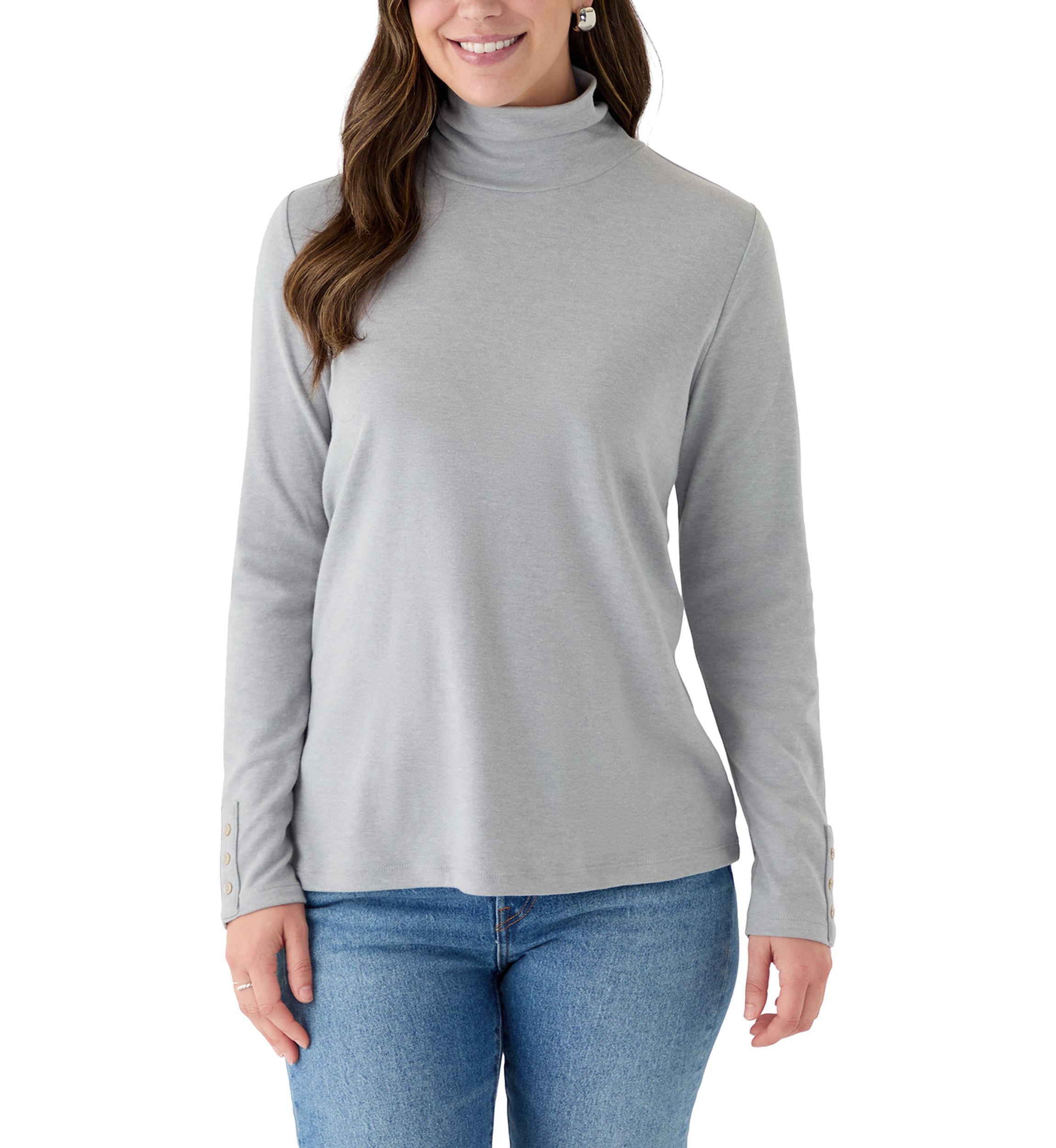 Womens Long Sleeve Turtleneck Sweater with Trim Detail