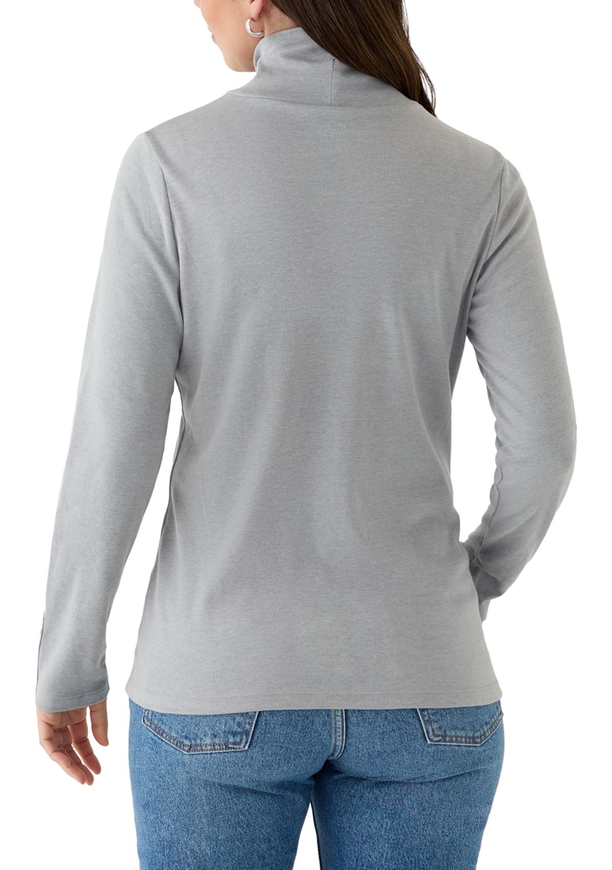 Womens Long Sleeve Turtleneck Sweater with Trim Detail
