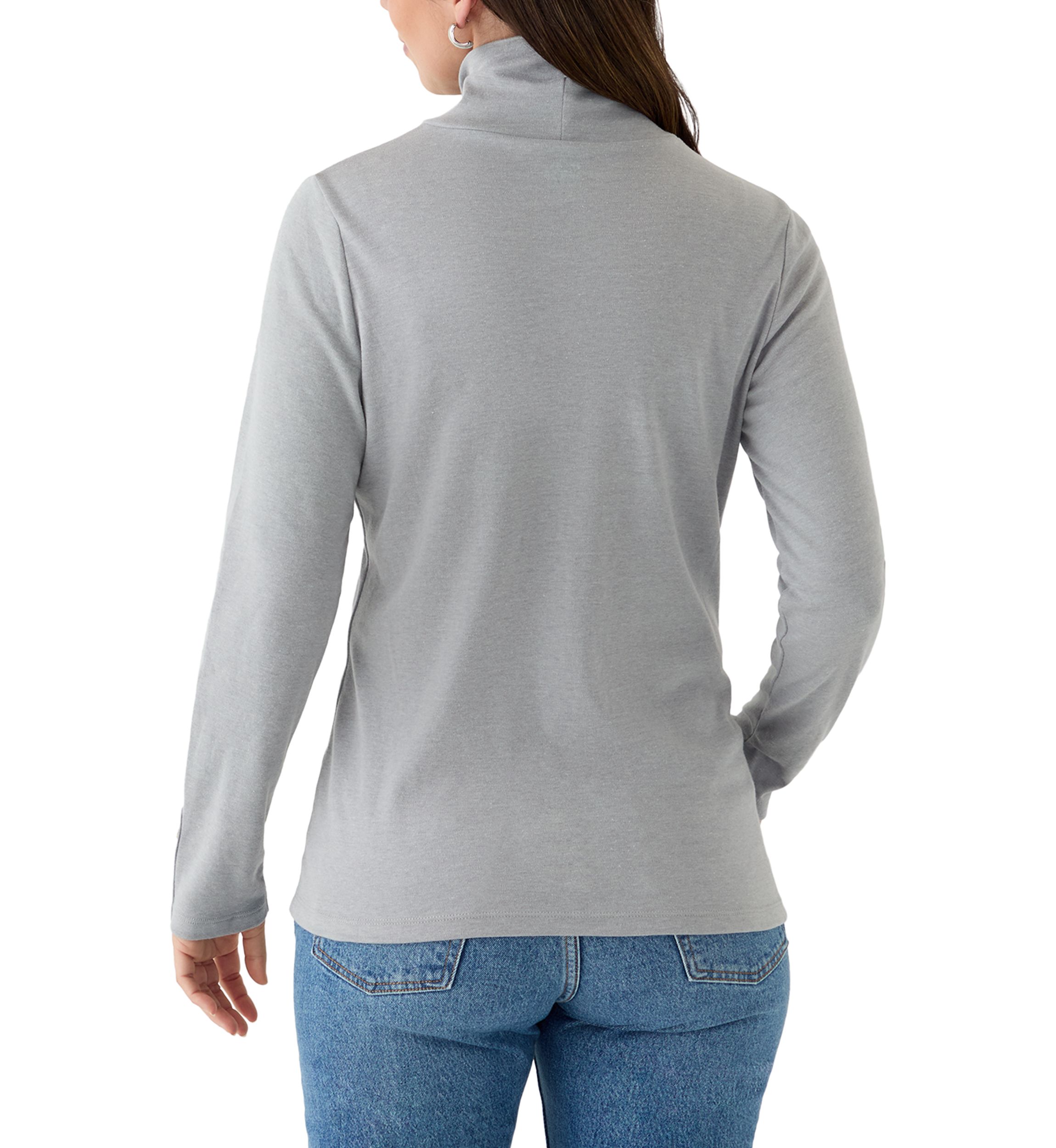 Womens Long Sleeve Turtleneck Sweater with Trim Detail