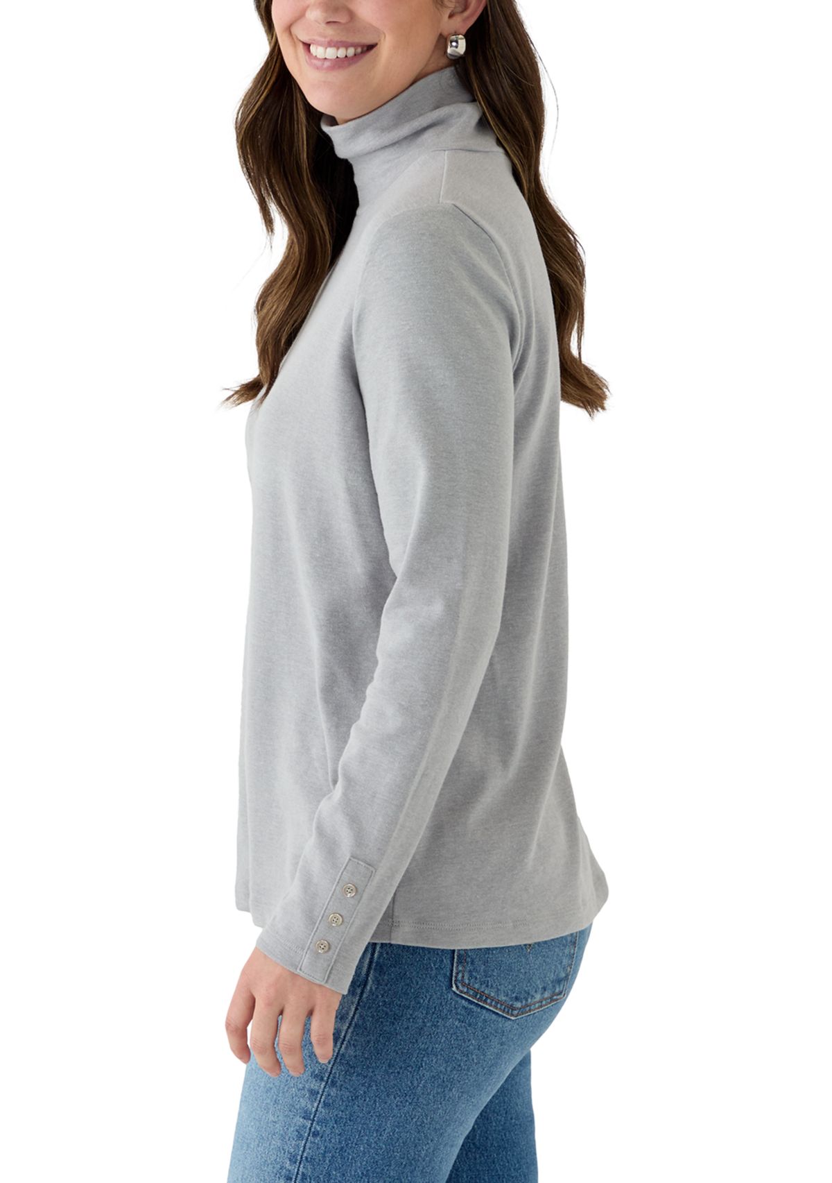 Womens Long Sleeve Turtleneck Sweater with Trim Detail