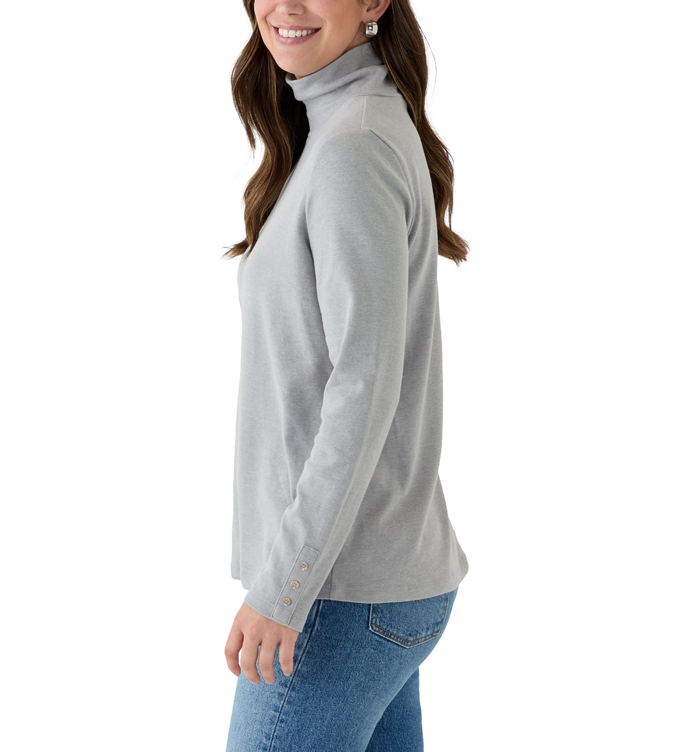 Womens Long Sleeve Turtleneck Sweater with Trim Detail