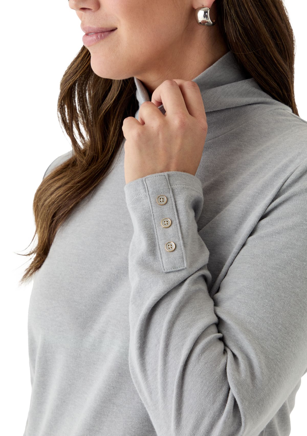 Womens Long Sleeve Turtleneck Sweater with Trim Detail