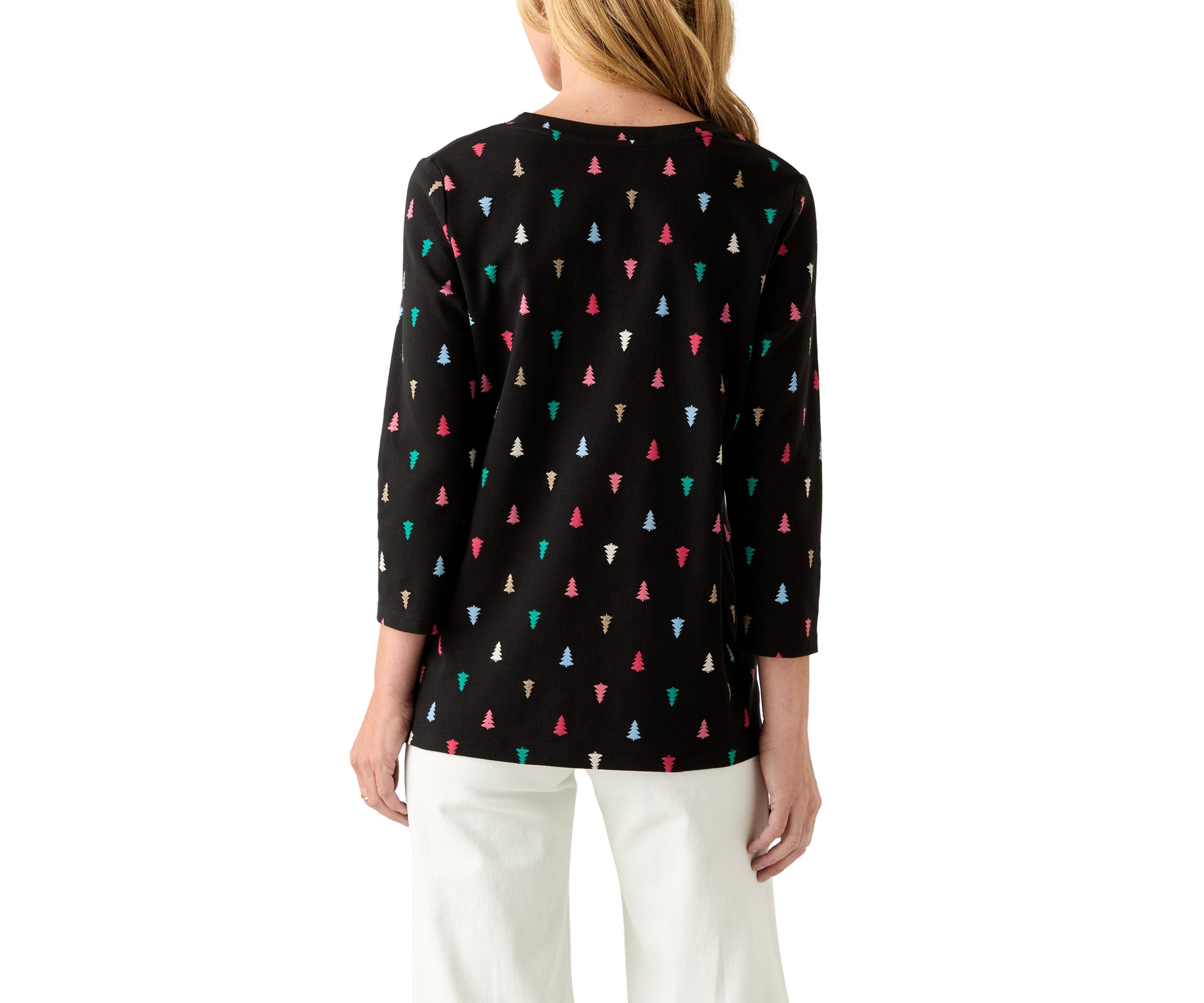 Womens Three Quarter Henley Holiday Shirt