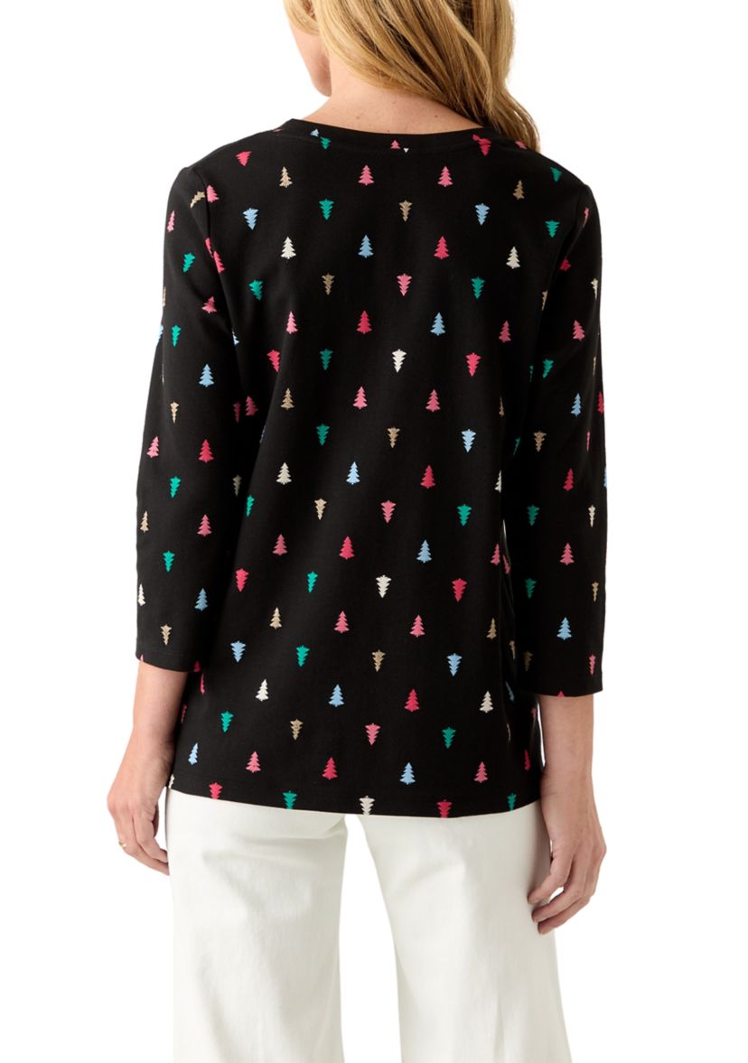 Womens Three Quarter Henley Holiday Shirt