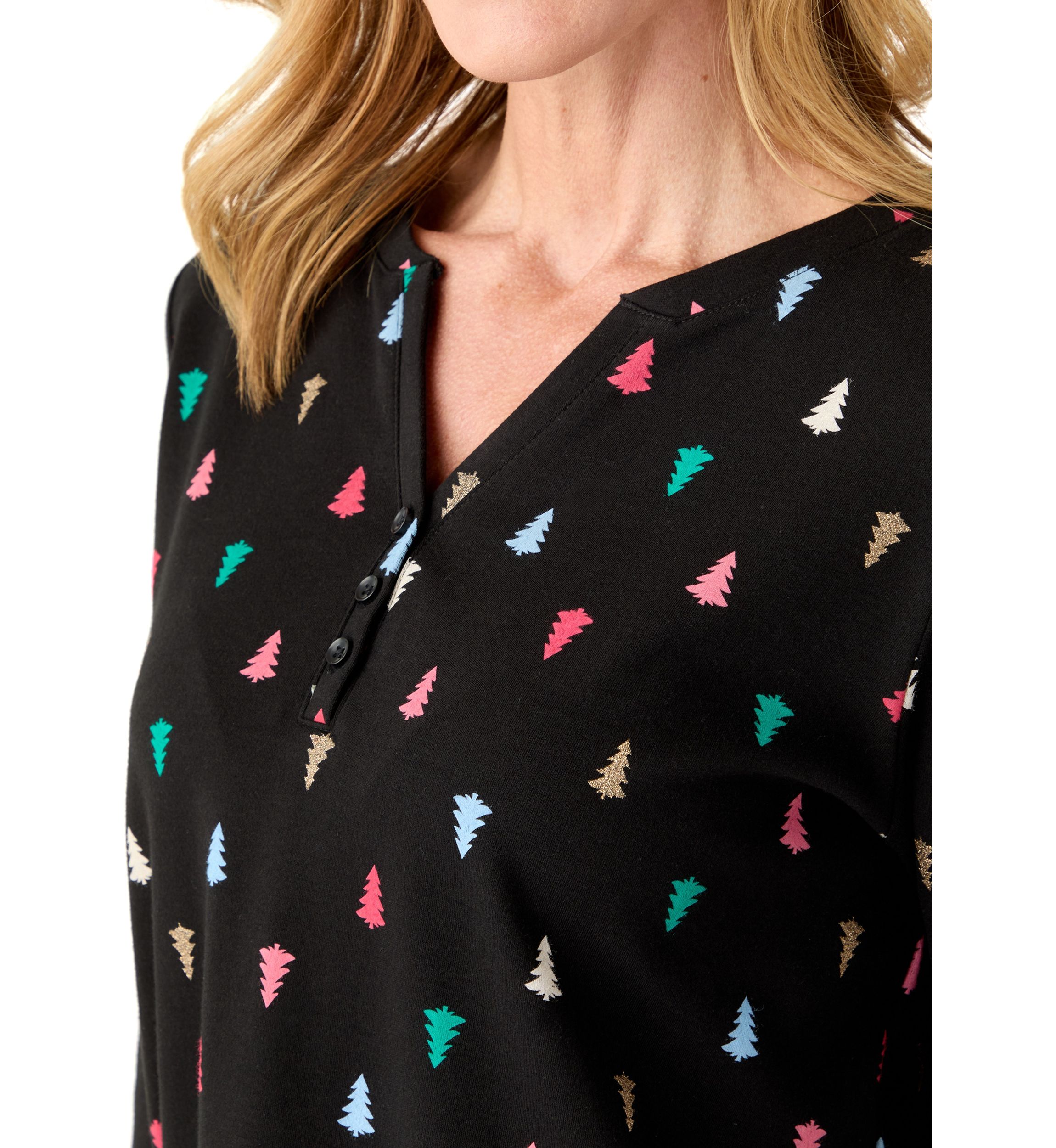 Womens Three Quarter Henley Holiday Shirt