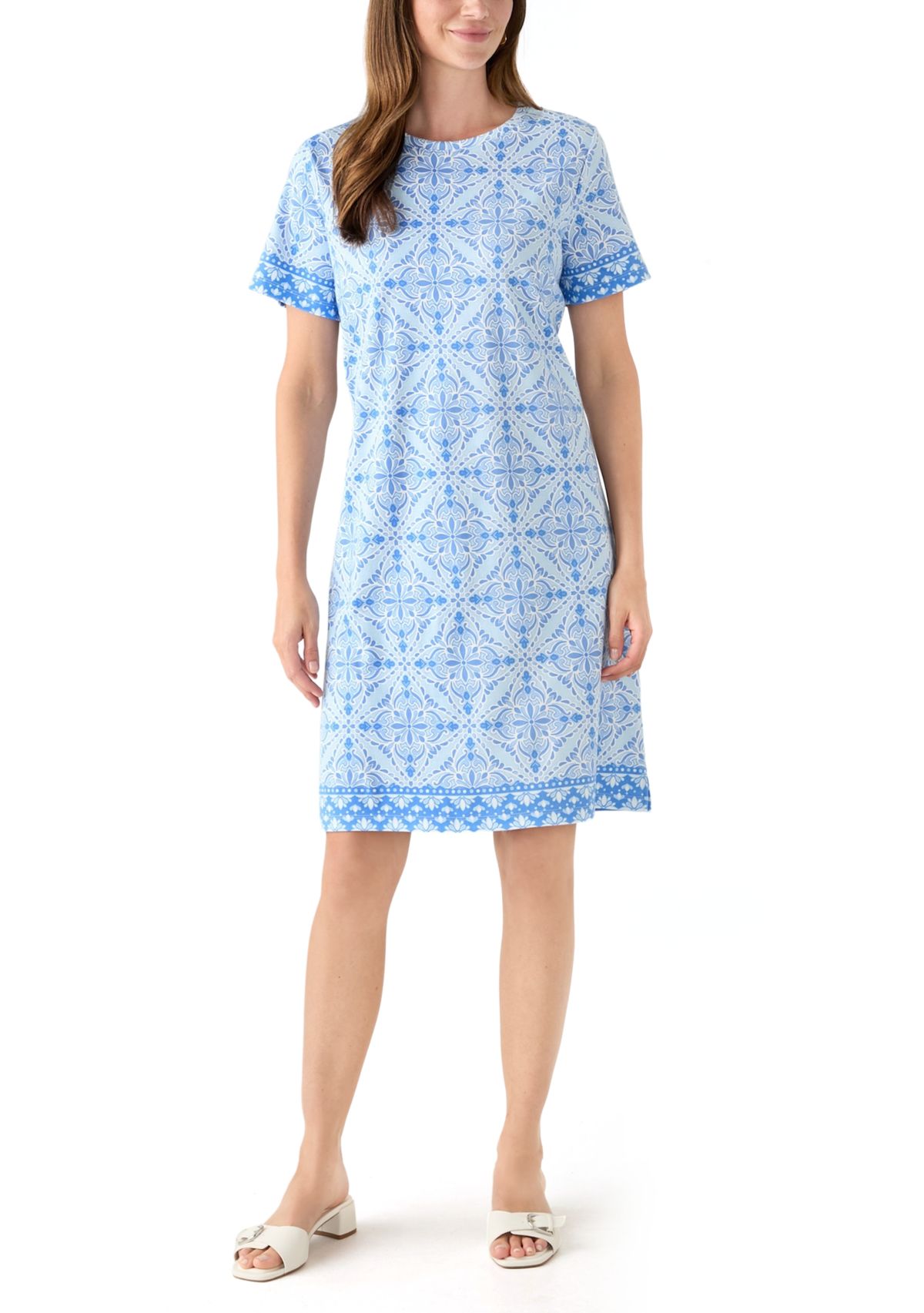 Womens Border Printed Dress