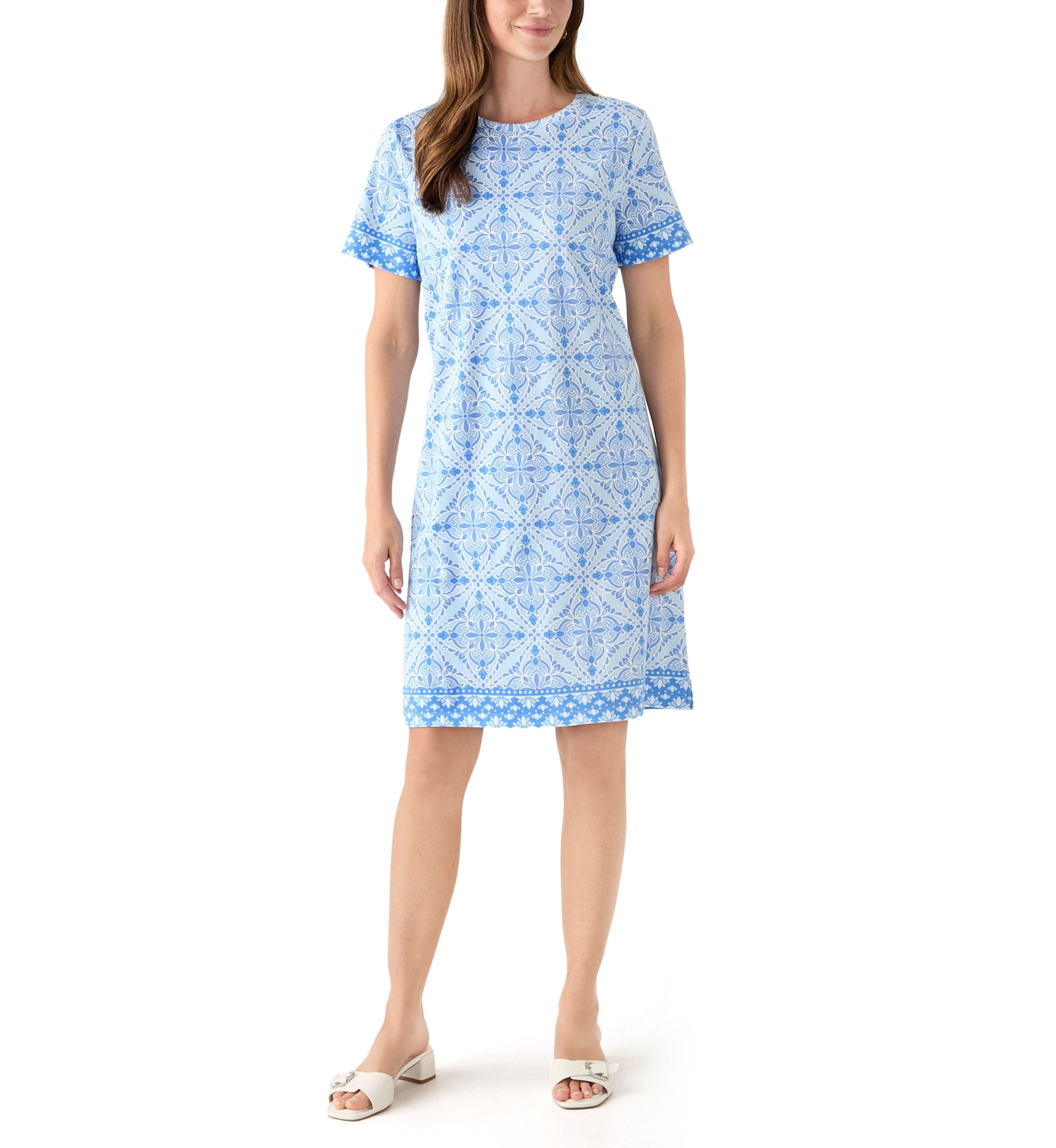 Womens Border Printed Dress