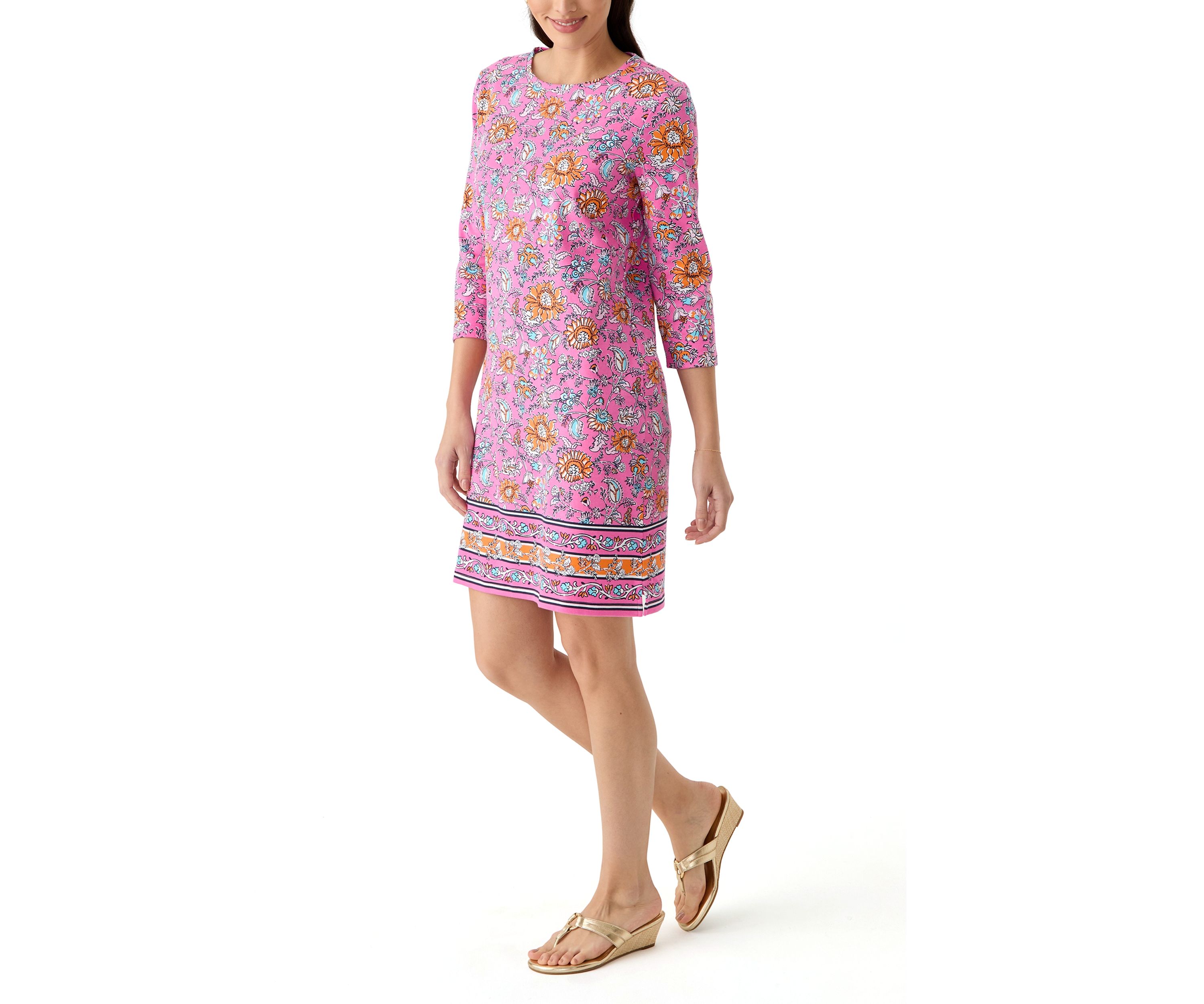 Womens Border Printed Dress