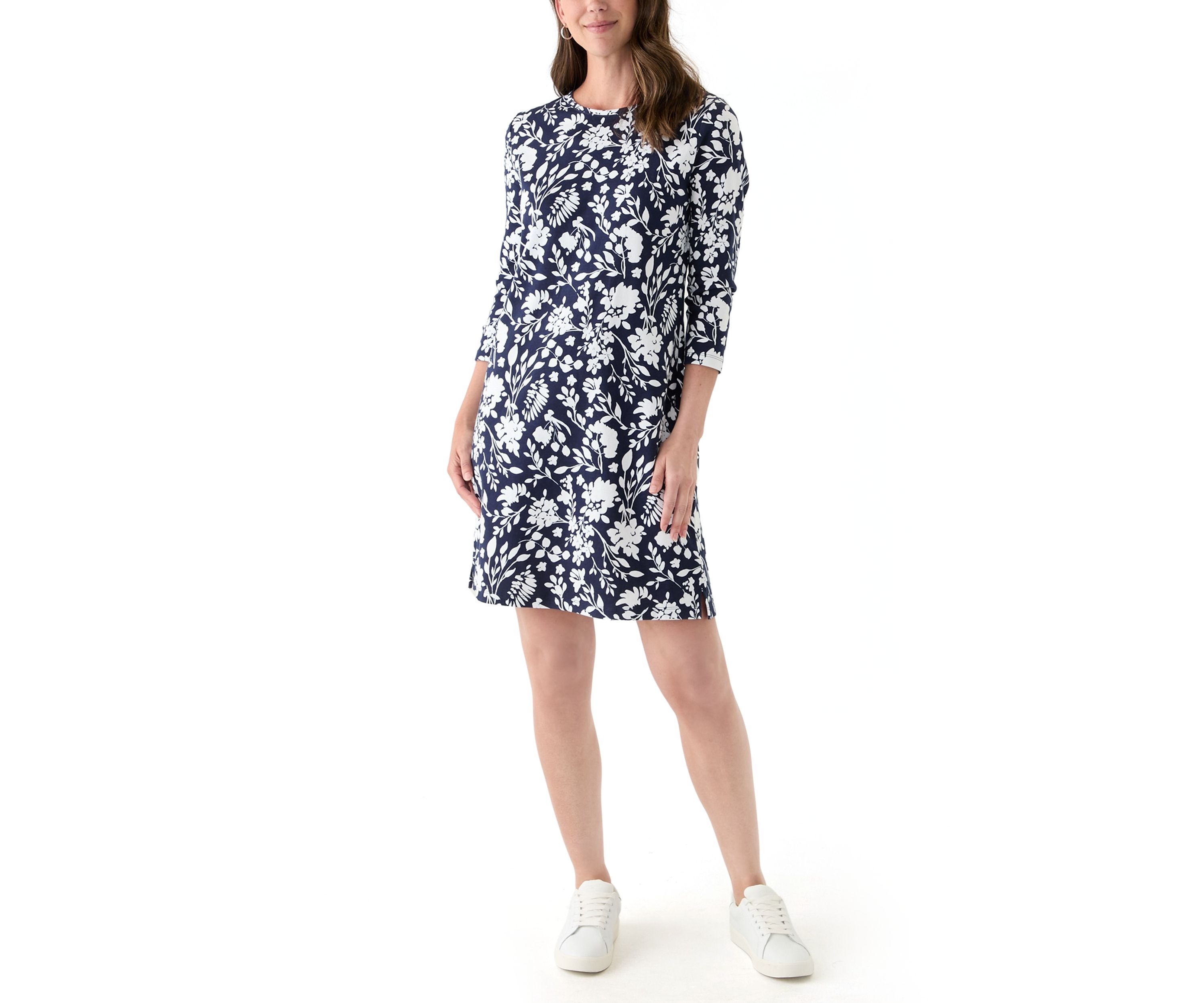 Womens 3/4 Sleeve Mega Printed Dress