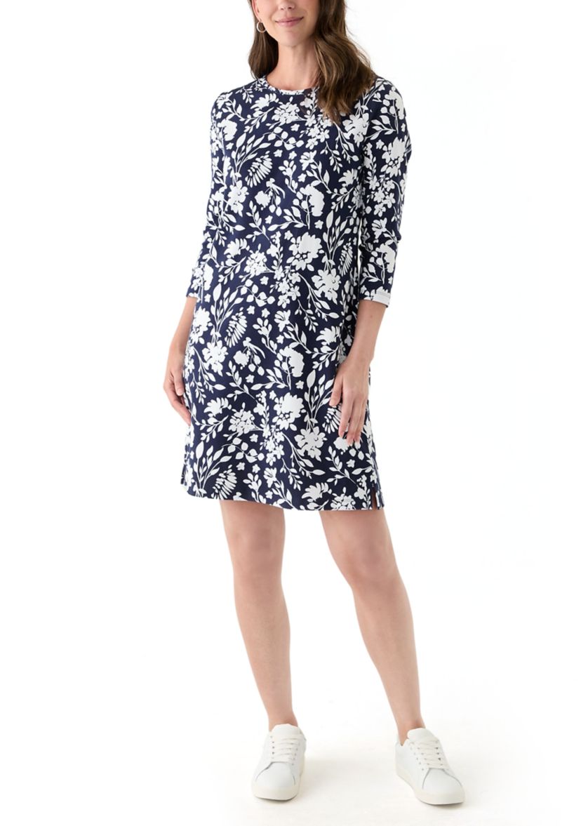 Womens 3/4 Sleeve Mega Printed Dress