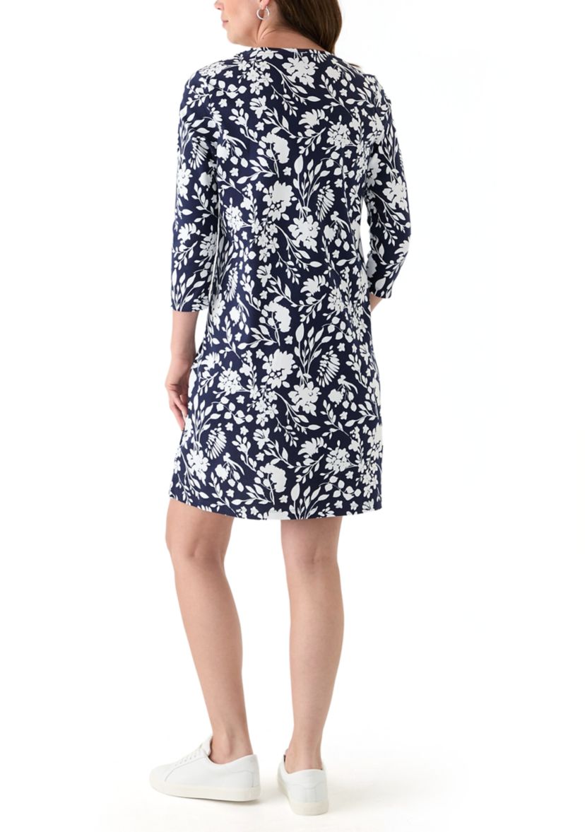 Womens 3/4 Sleeve Mega Printed Dress