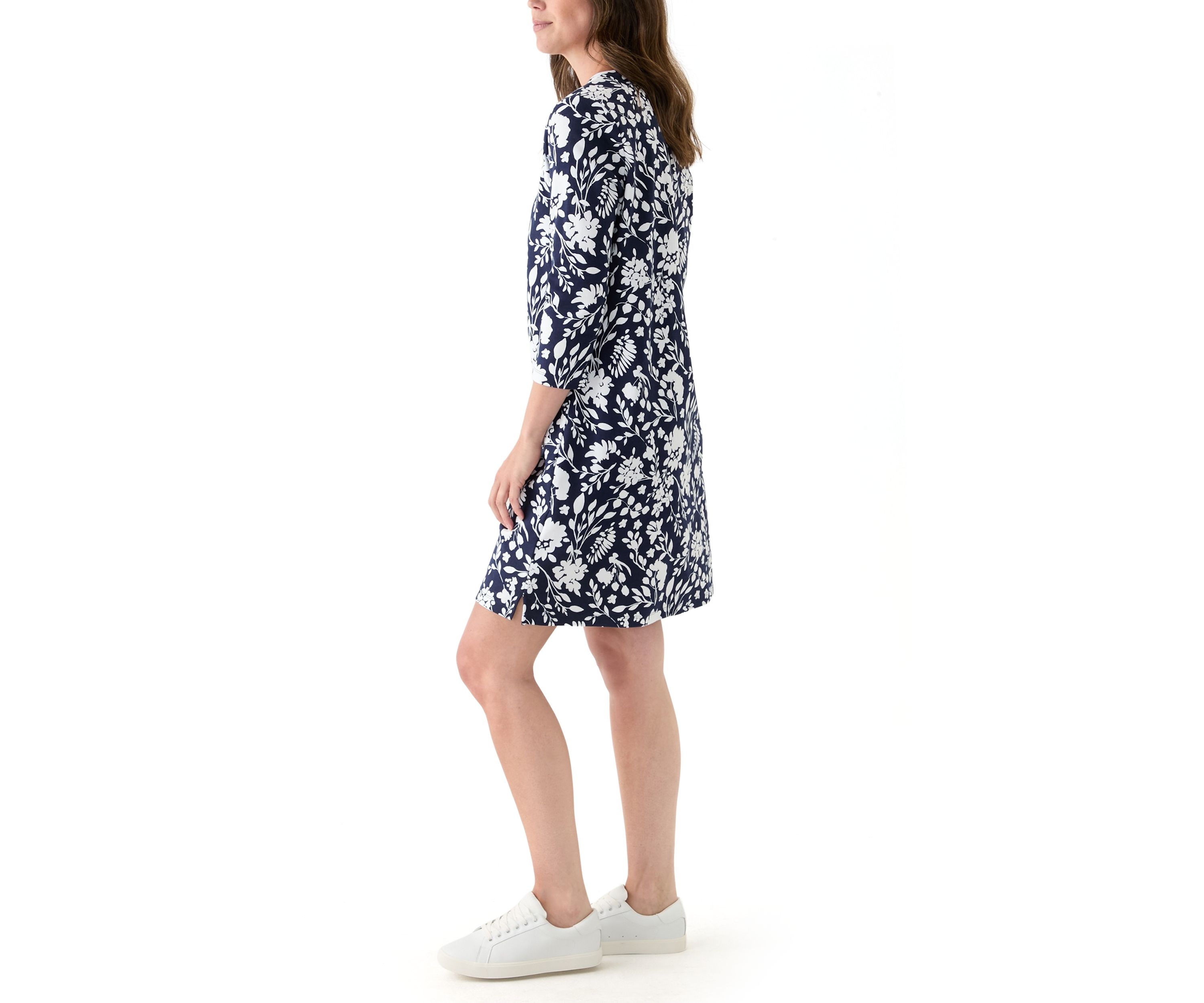 Womens 3/4 Sleeve Mega Printed Dress