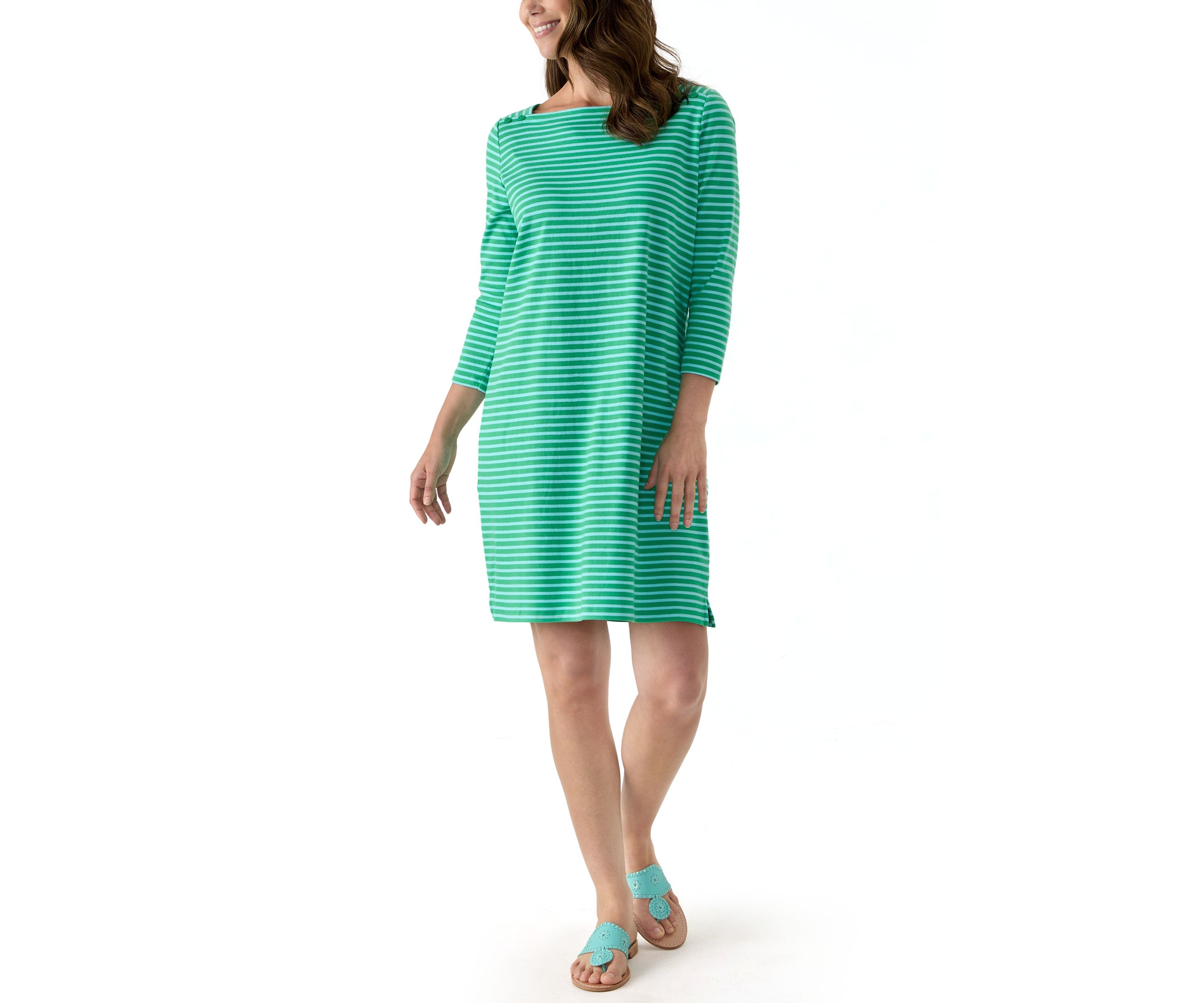 Womens Mega Stripe 3/4 Sleeve Dress
