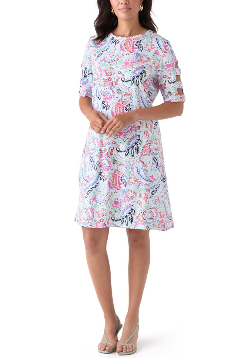 Womens Elbow Sleeve Printed Dress