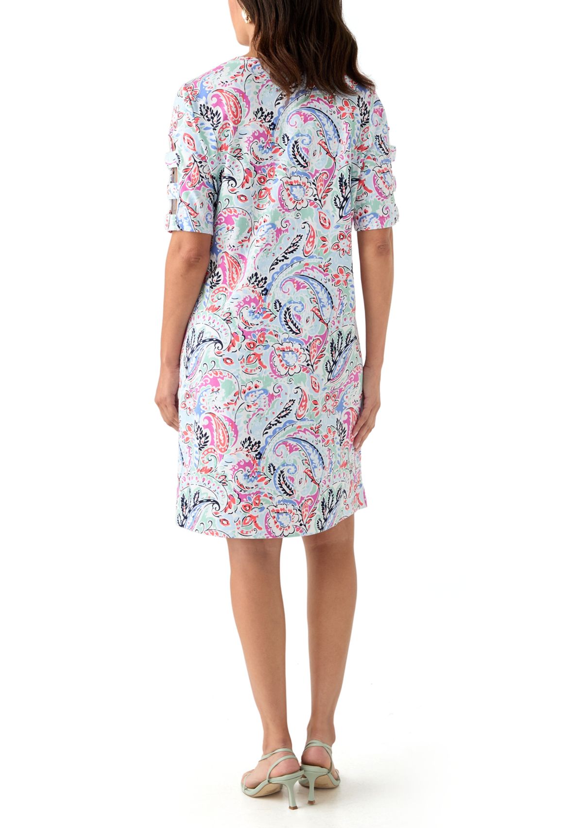 Womens Elbow Sleeve Printed Dress