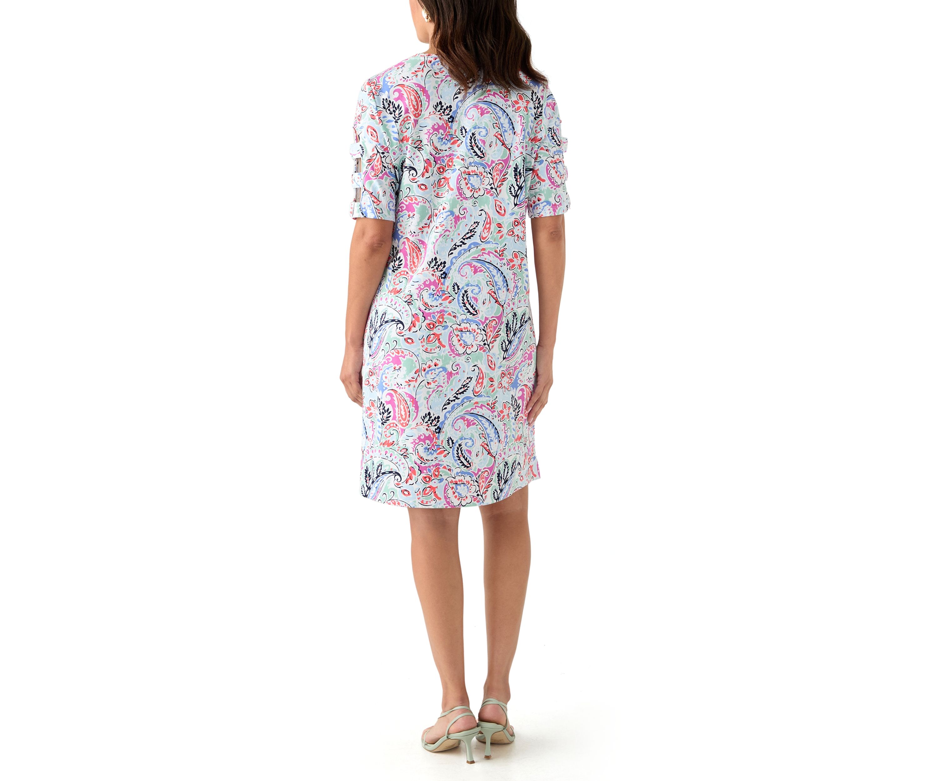 Womens Elbow Sleeve Printed Dress