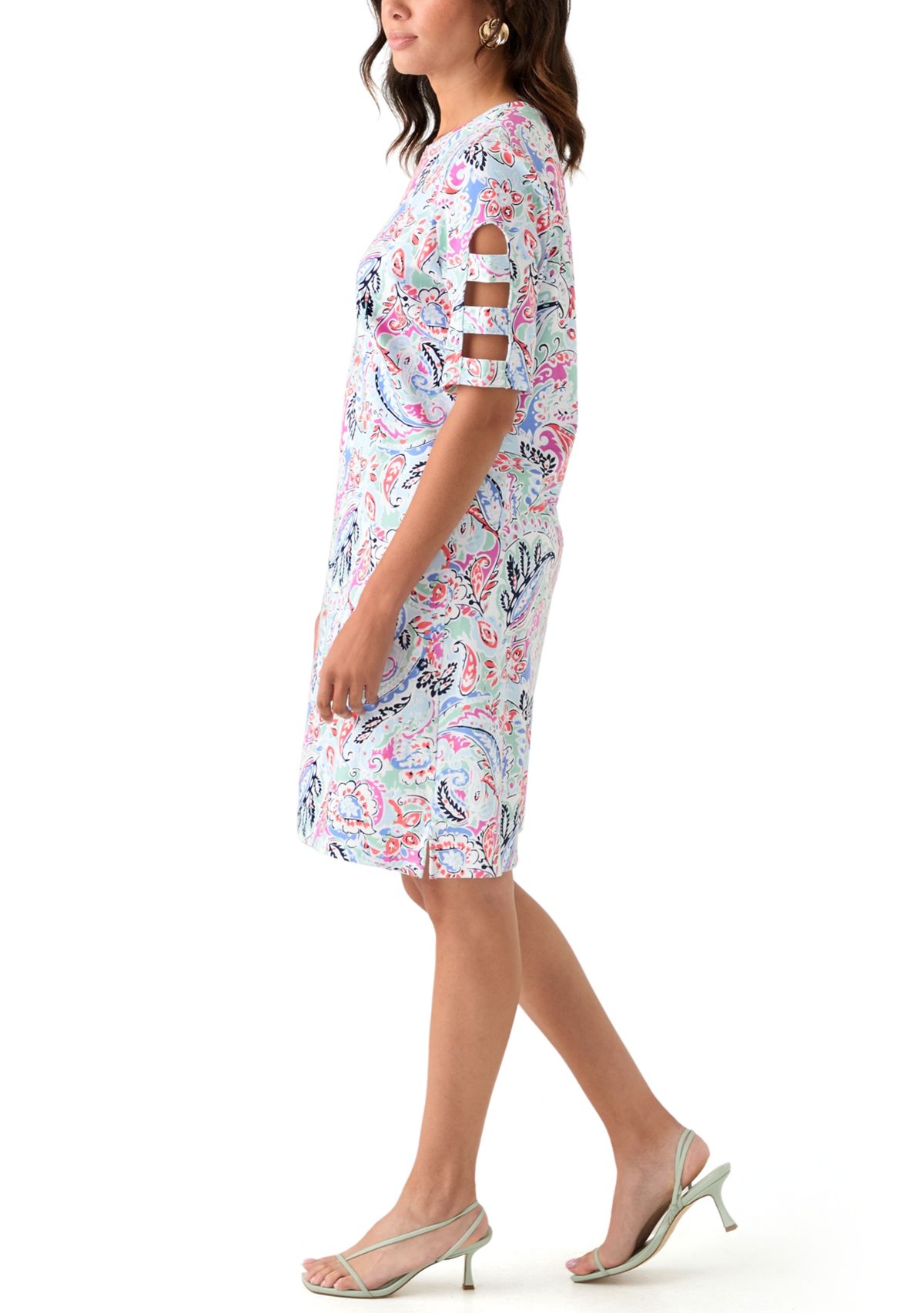 Womens Elbow Sleeve Printed Dress