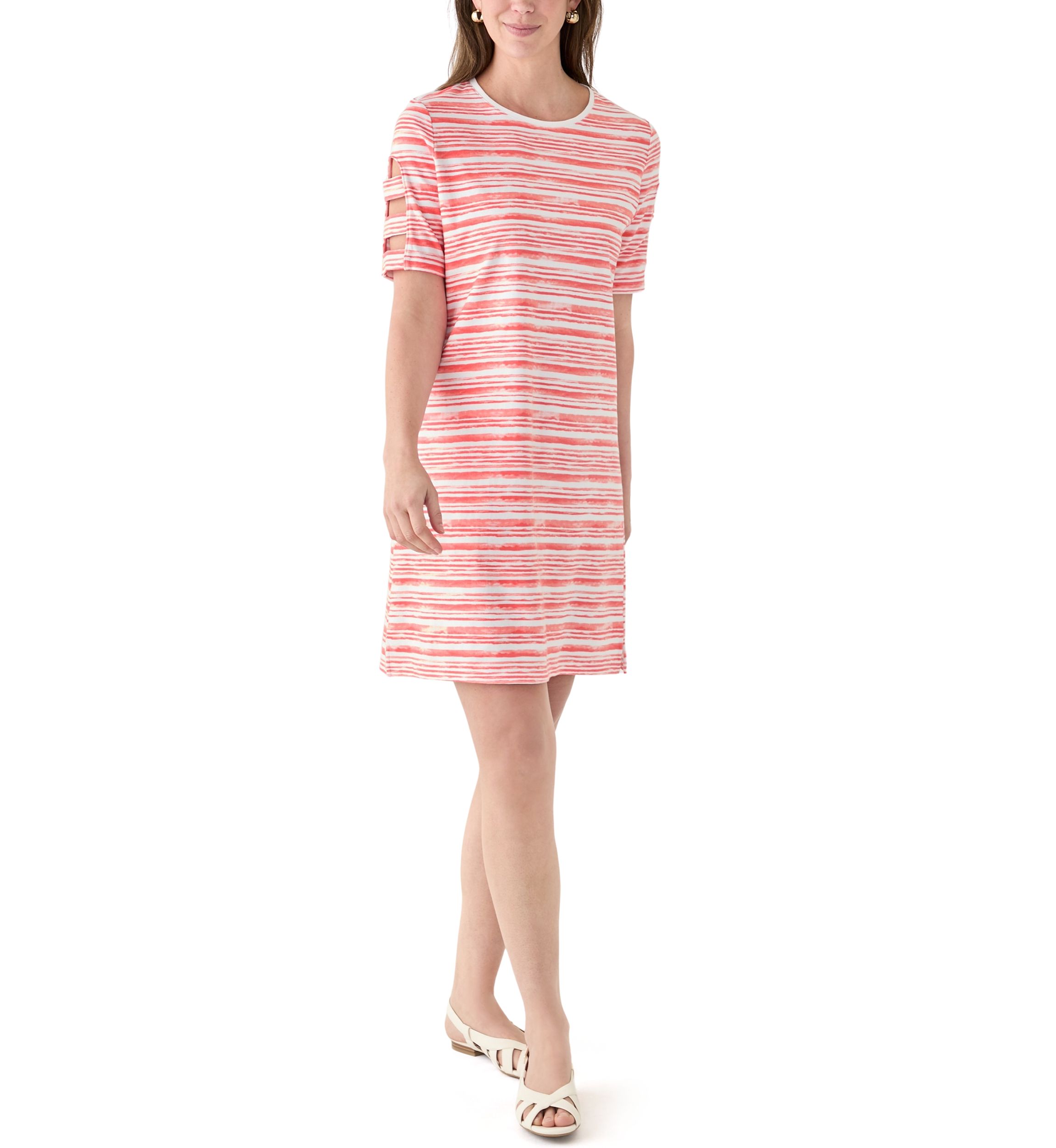 Womens Elbow Ladder Sleeve Printed Dress