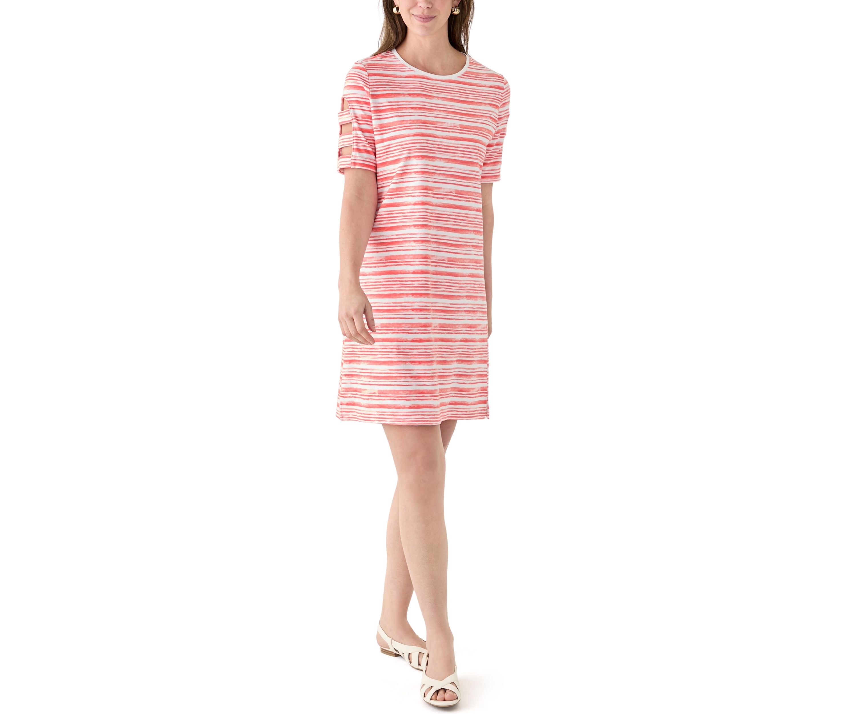 Womens Elbow Ladder Sleeve Printed Dress