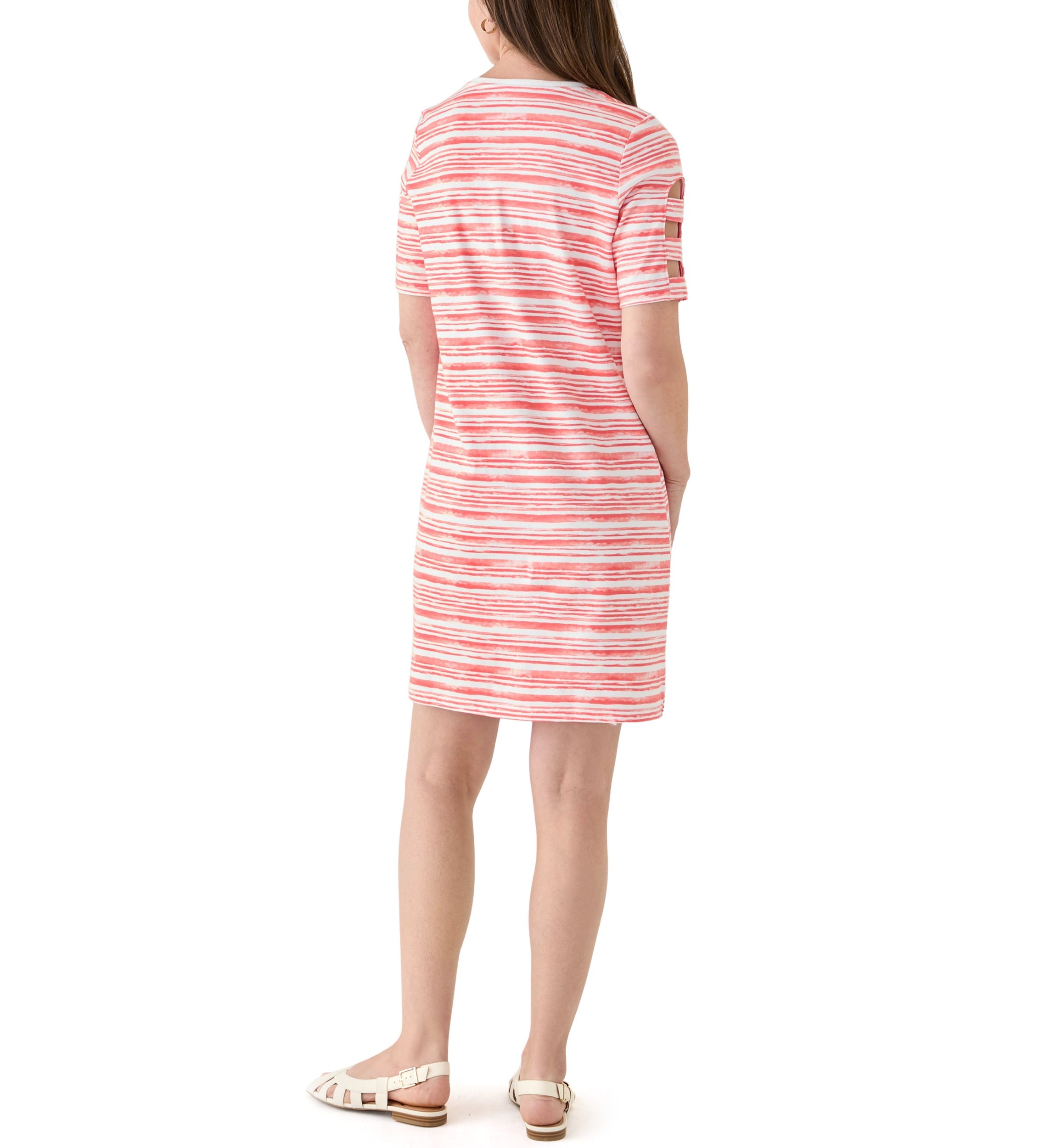 Womens Elbow Ladder Sleeve Printed Dress
