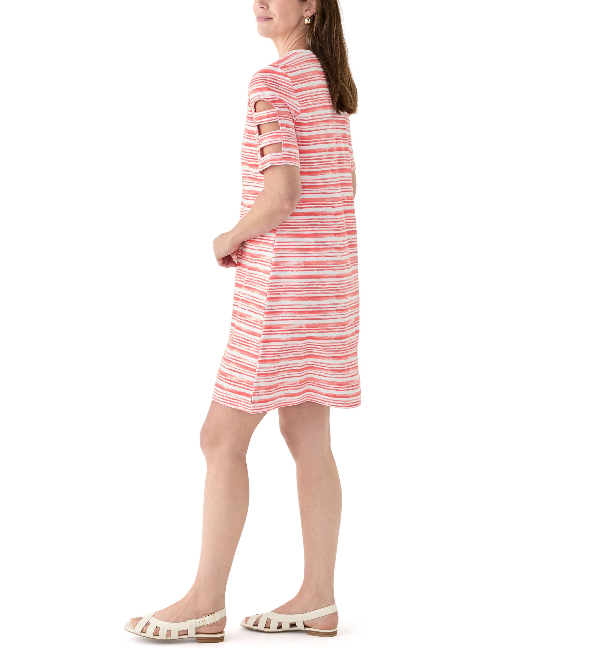 Womens Elbow Ladder Sleeve Printed Dress