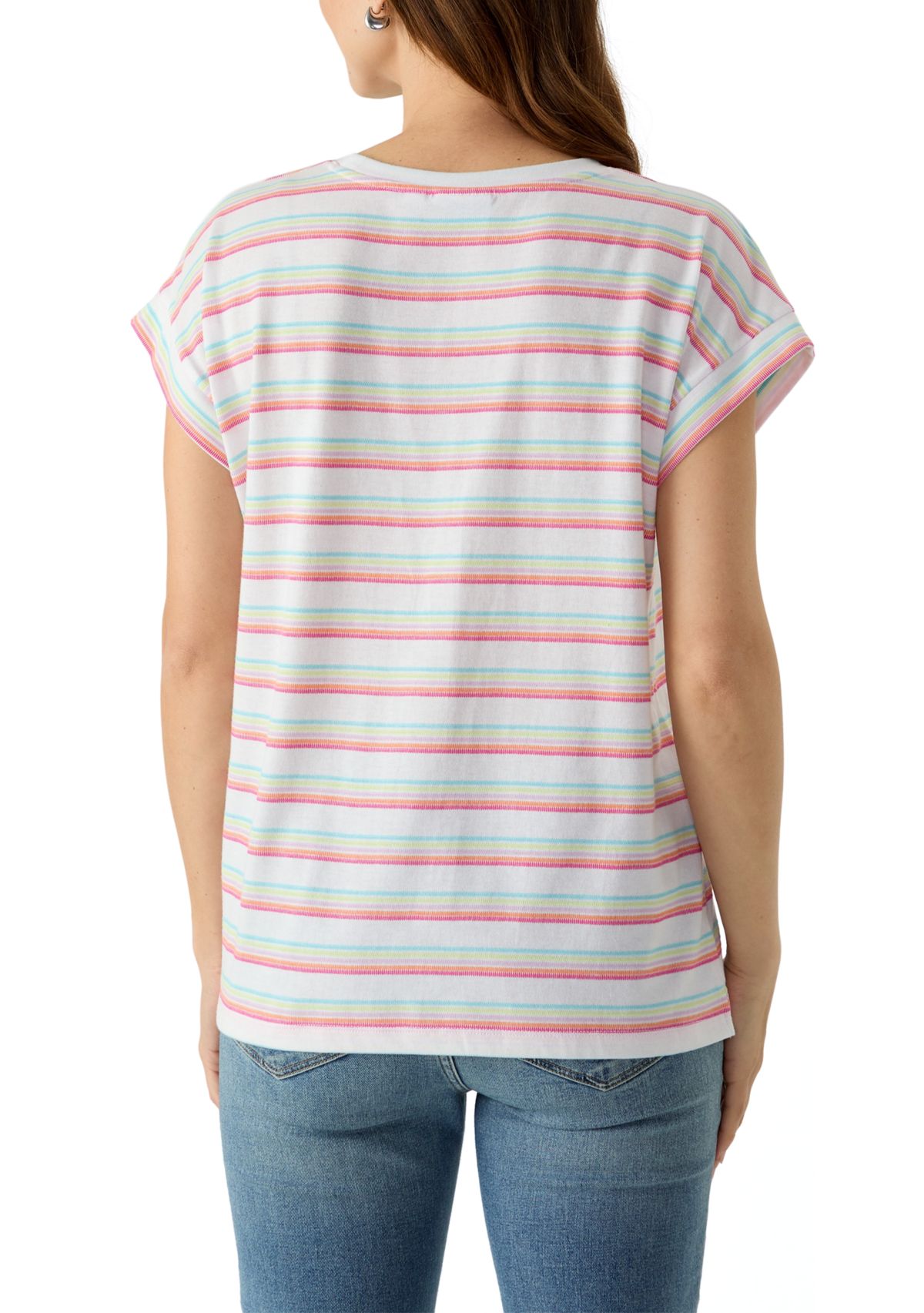 Womens Short Sleeve Texture Stripe T-Shirt
